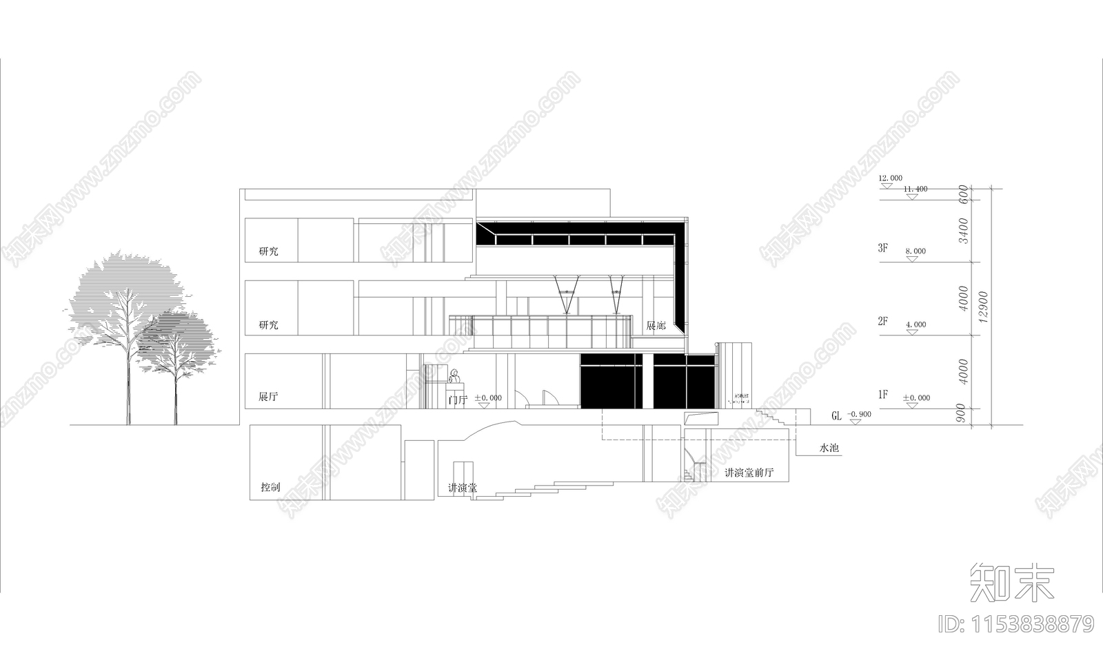 办公楼建筑cad施工图下载【ID:1153838879】