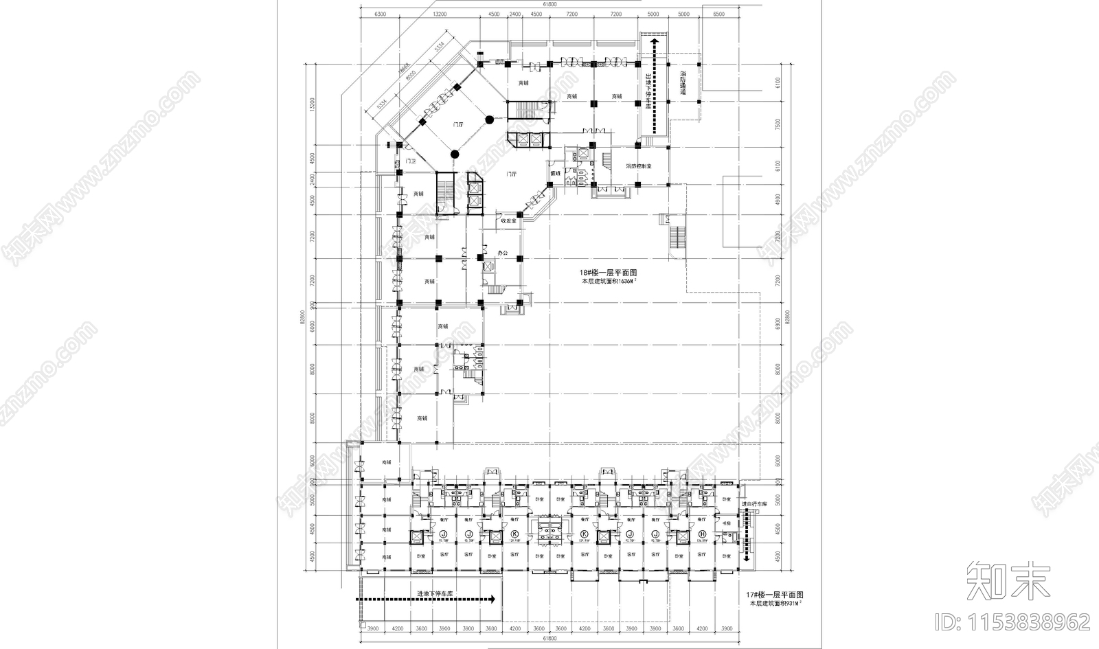 百盛园住宅区建筑cad施工图下载【ID:1153838962】