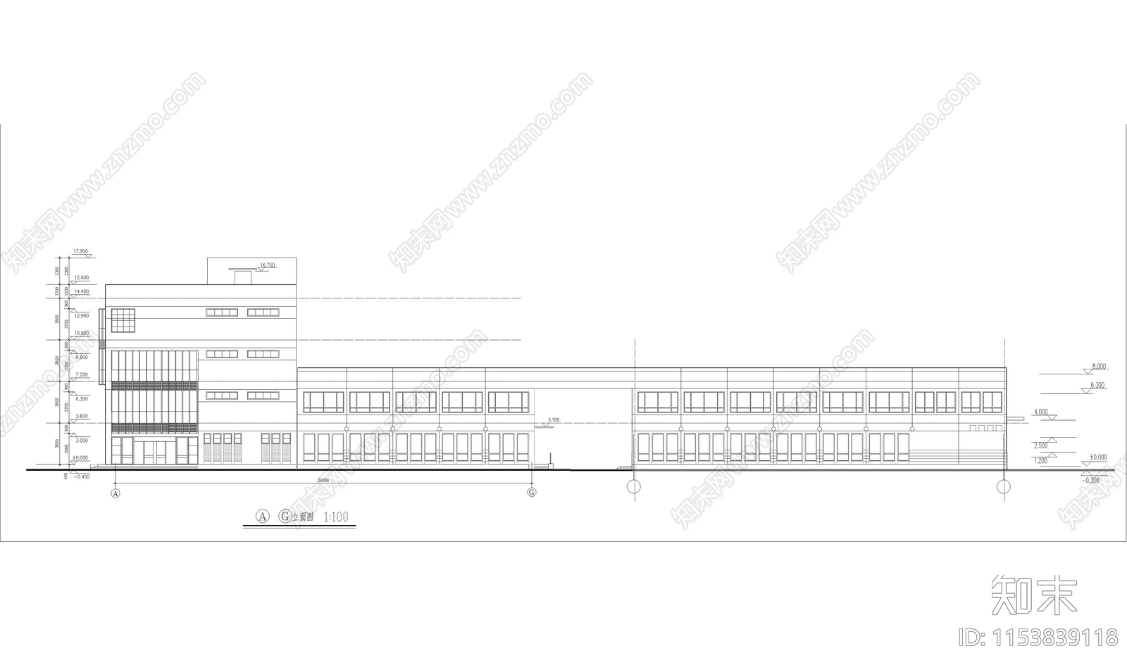 工厂办公楼建筑cad施工图下载【ID:1153839118】