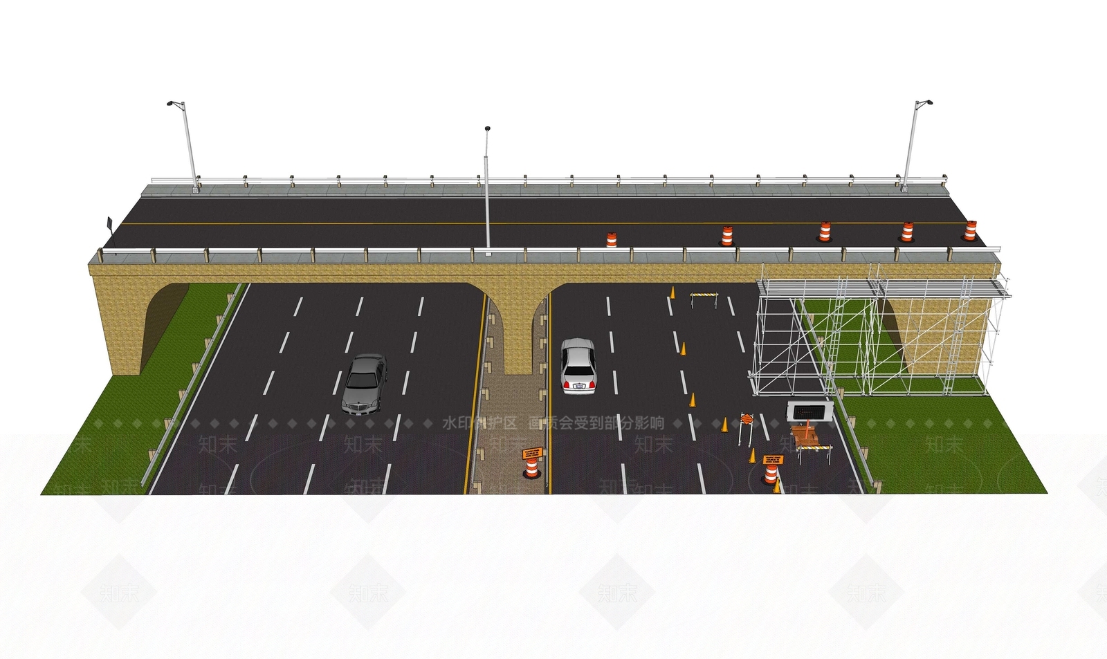 现代桥洞公路SU模型下载【ID:1153840572】
