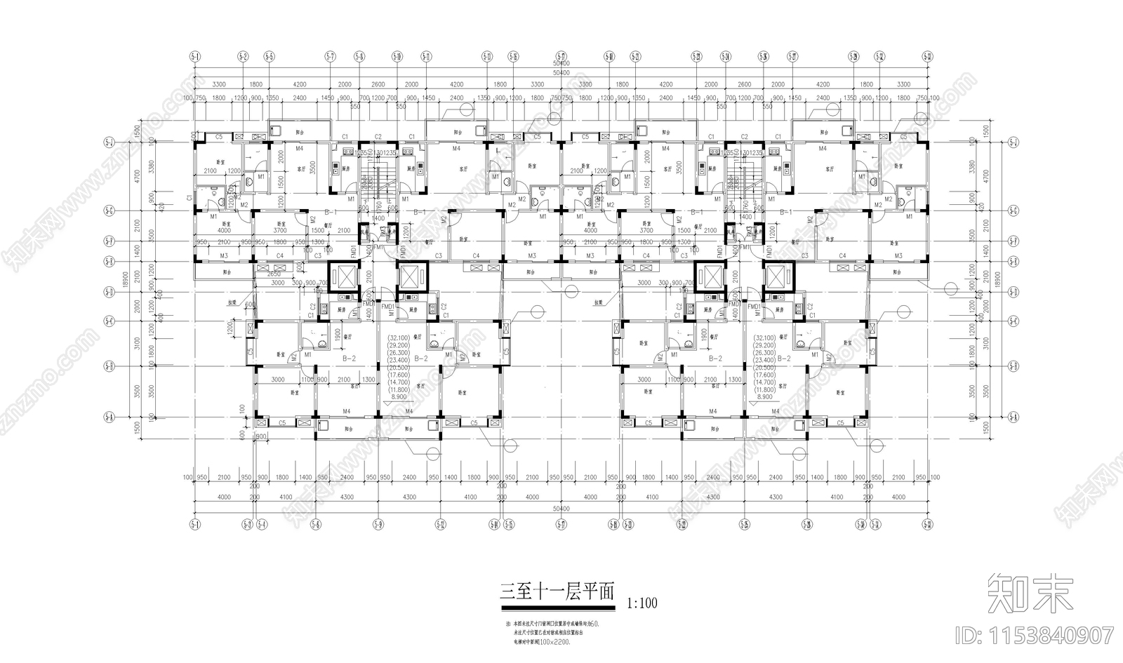 高层住宅区建筑cad施工图下载【ID:1153840907】