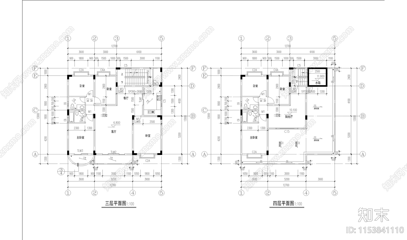 私人别墅建筑cad施工图下载【ID:1153841110】