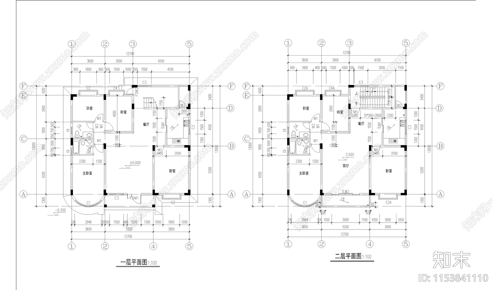 私人别墅建筑cad施工图下载【ID:1153841110】