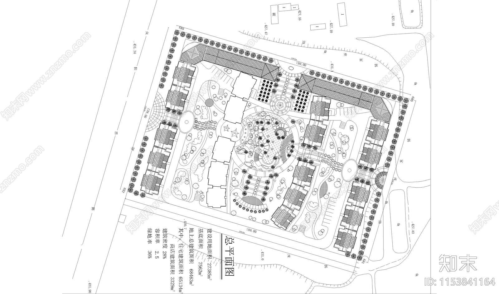 小区规划景观平面图施工图下载【ID:1153841164】