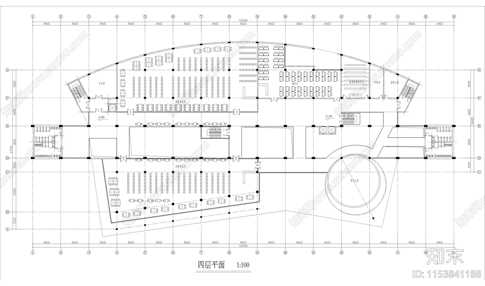 校图书馆建筑cad施工图下载【ID:1153841188】