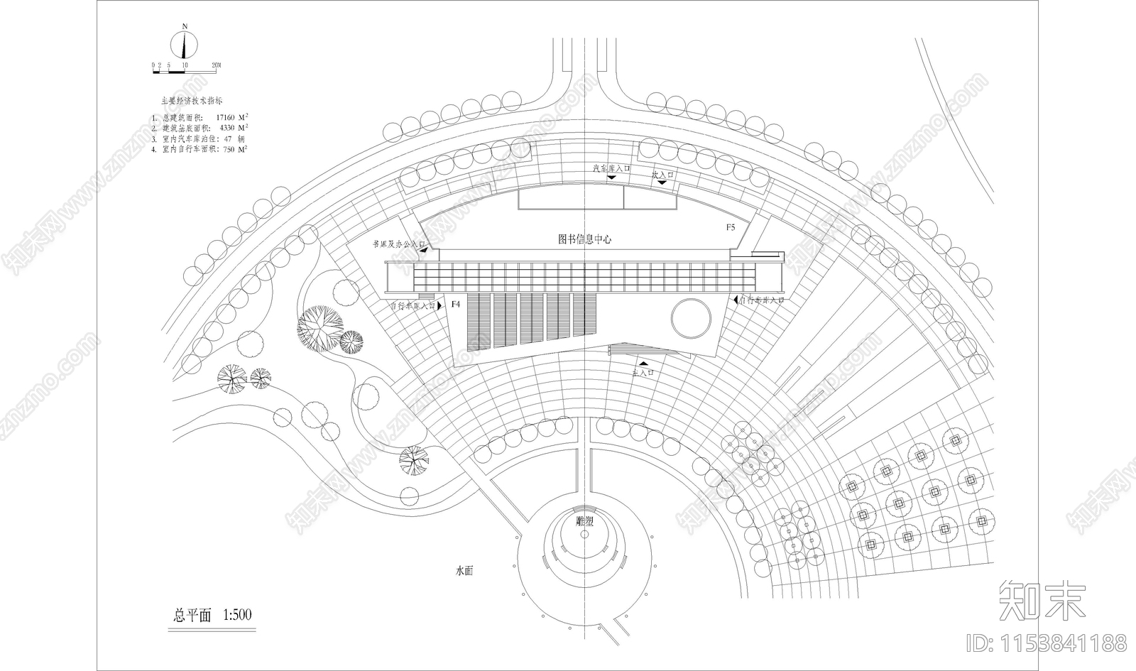 校图书馆建筑cad施工图下载【ID:1153841188】