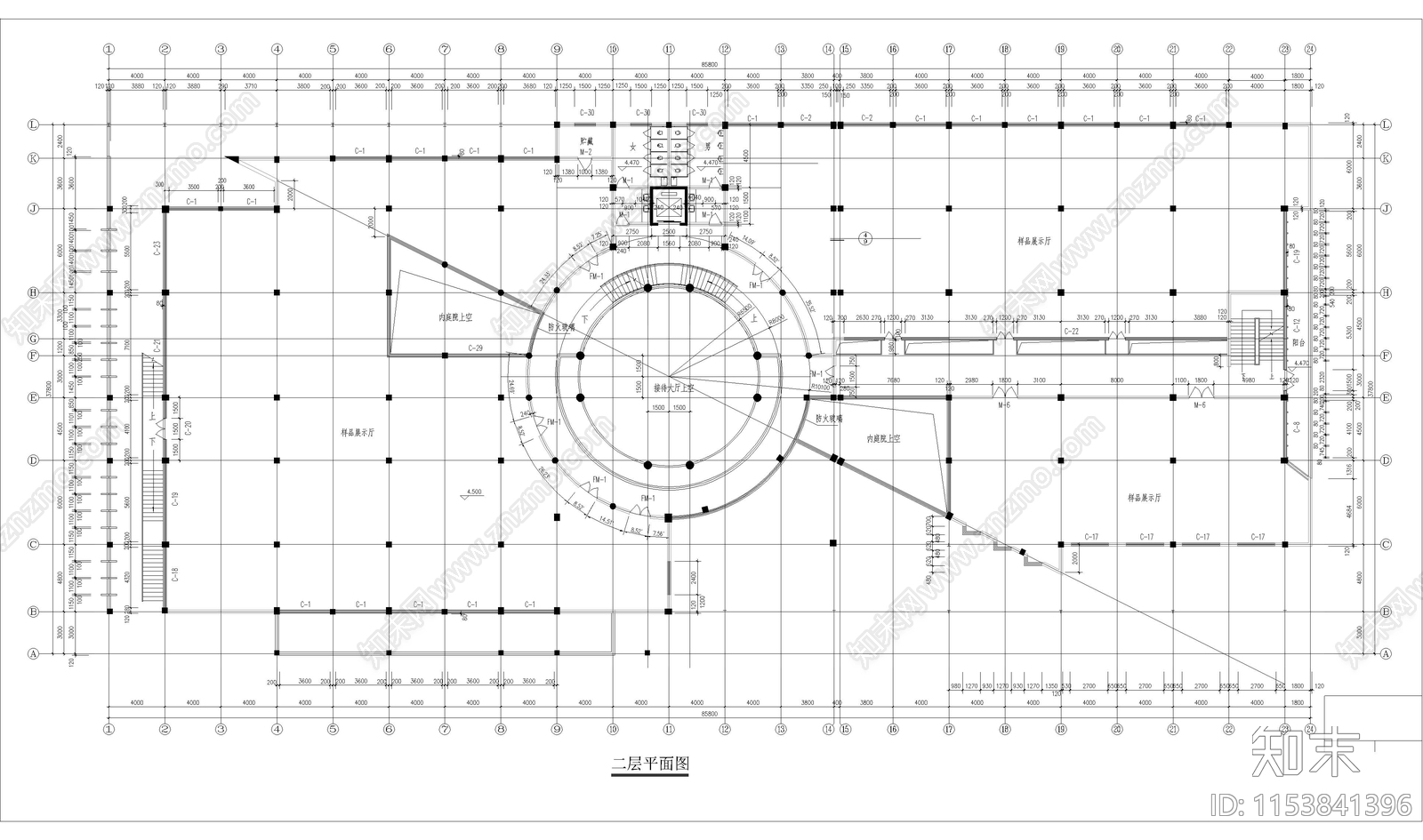 办公楼建筑cad施工图下载【ID:1153841396】