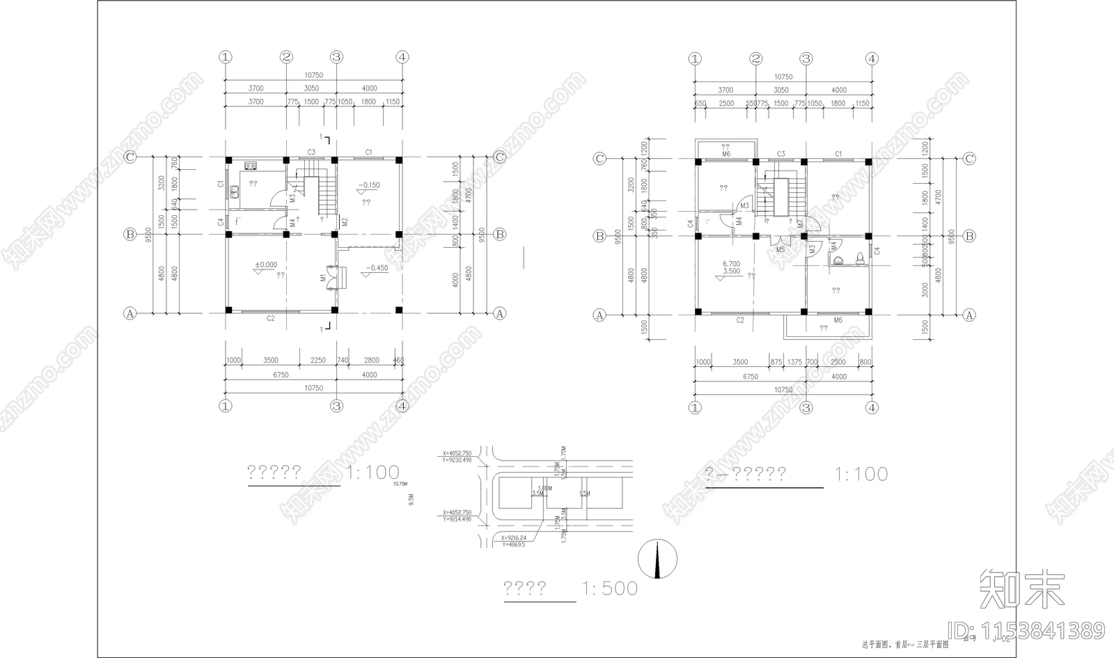 三层住宅建筑cad施工图下载【ID:1153841389】