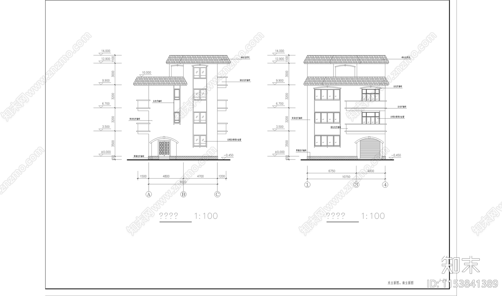 三层住宅建筑cad施工图下载【ID:1153841389】