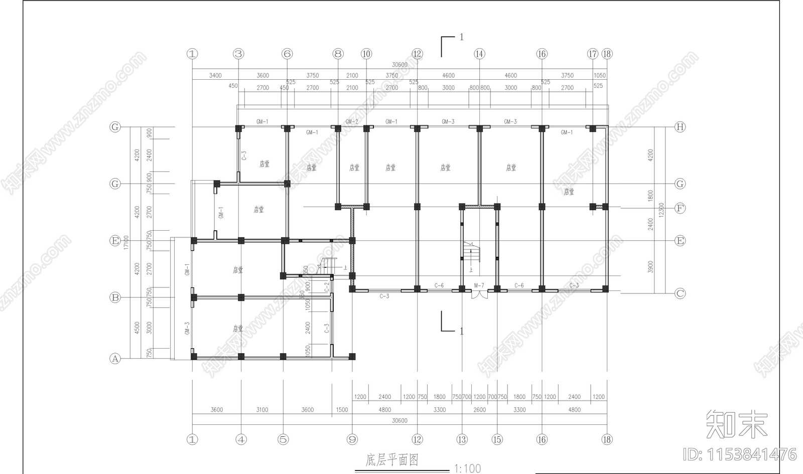 商业住宅建筑cad施工图下载【ID:1153841476】