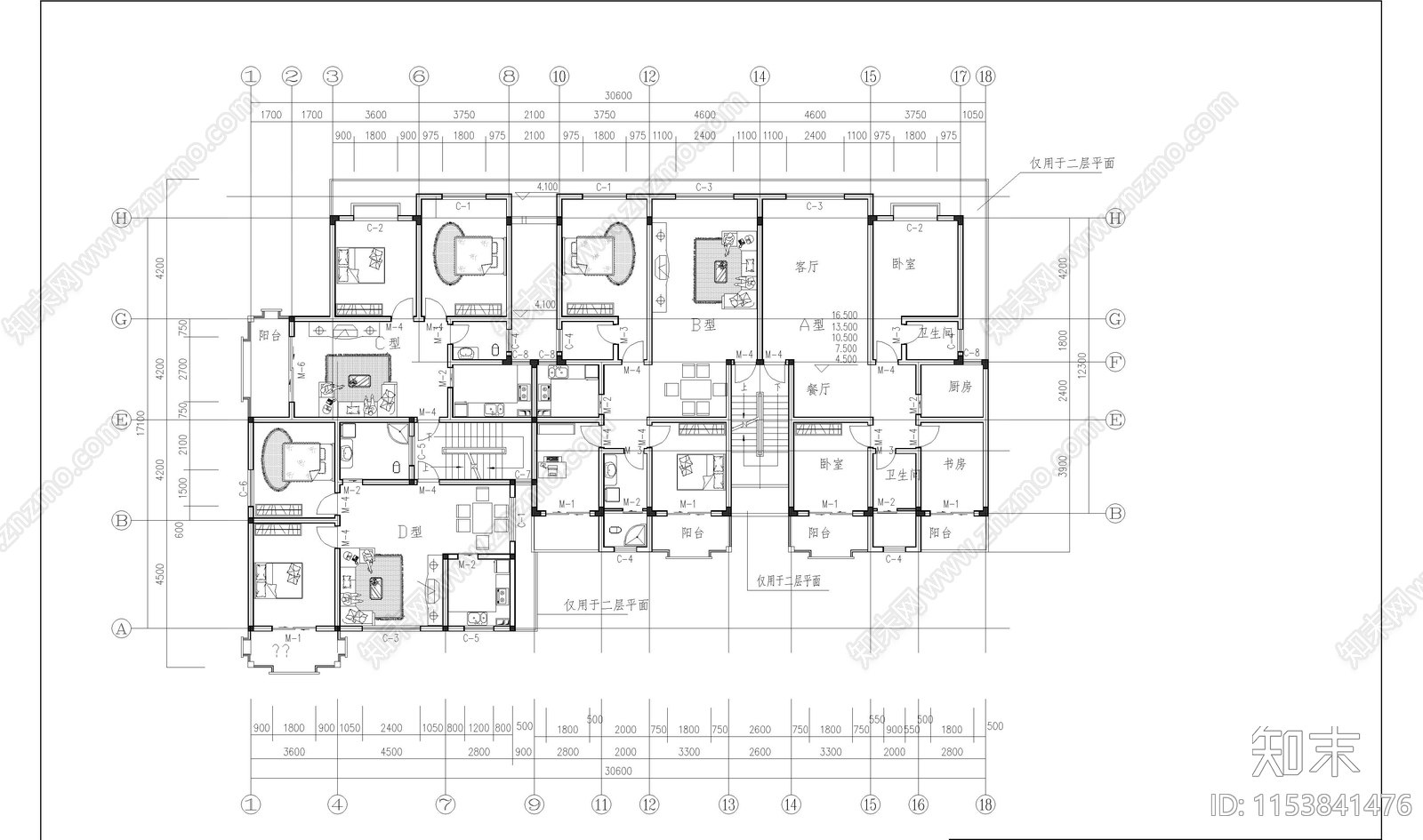 商业住宅建筑cad施工图下载【ID:1153841476】