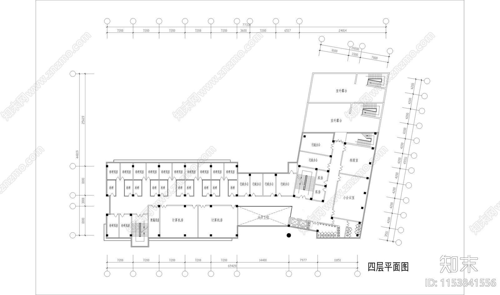数学楼建筑cad施工图下载【ID:1153841556】