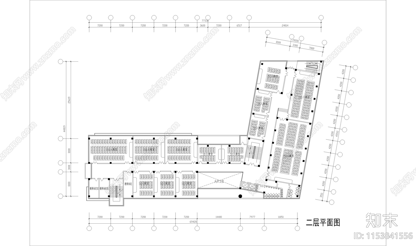 数学楼建筑cad施工图下载【ID:1153841556】