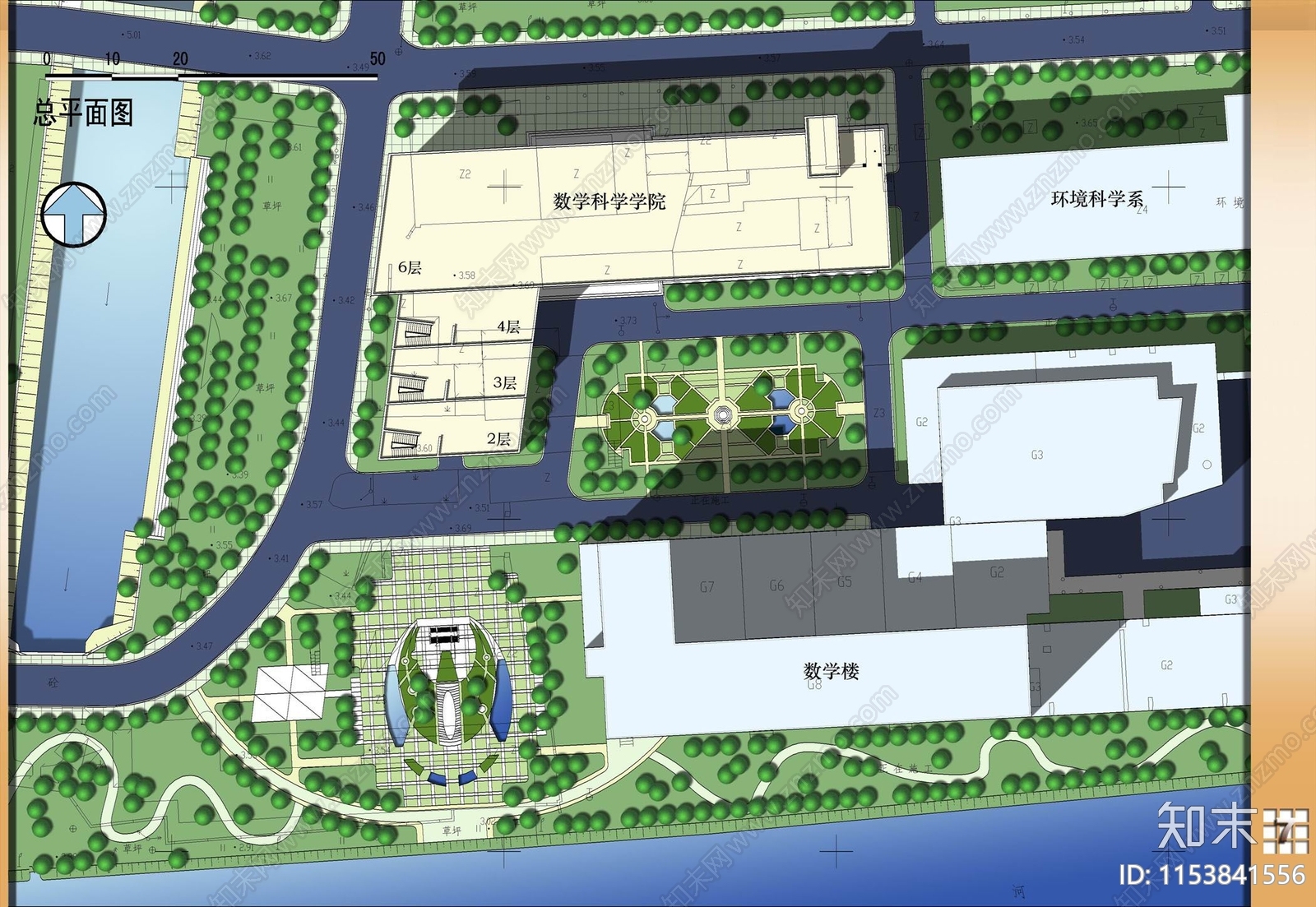 数学楼建筑cad施工图下载【ID:1153841556】