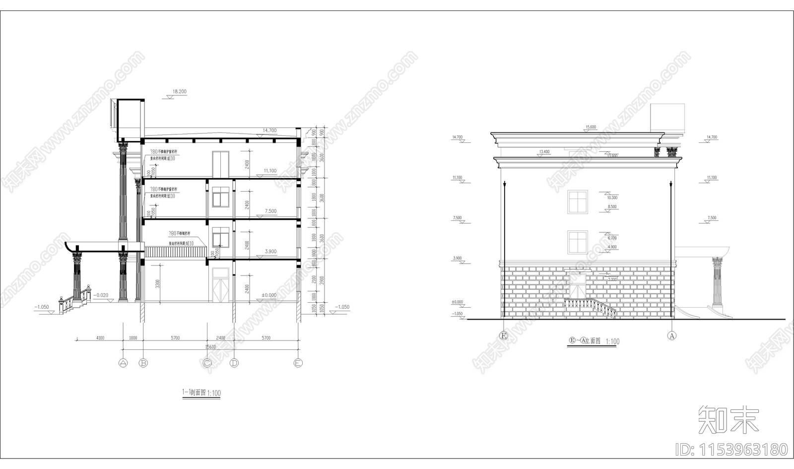 四层办公楼cad施工图下载【ID:1153963180】