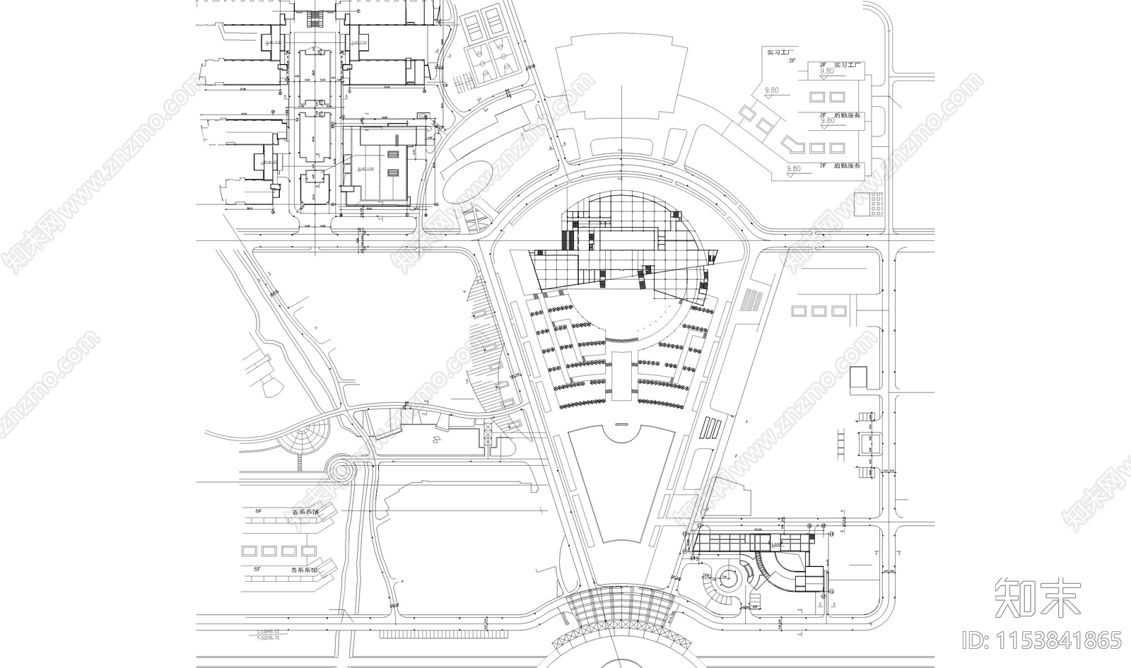 图书馆建筑cad施工图下载【ID:1153841865】