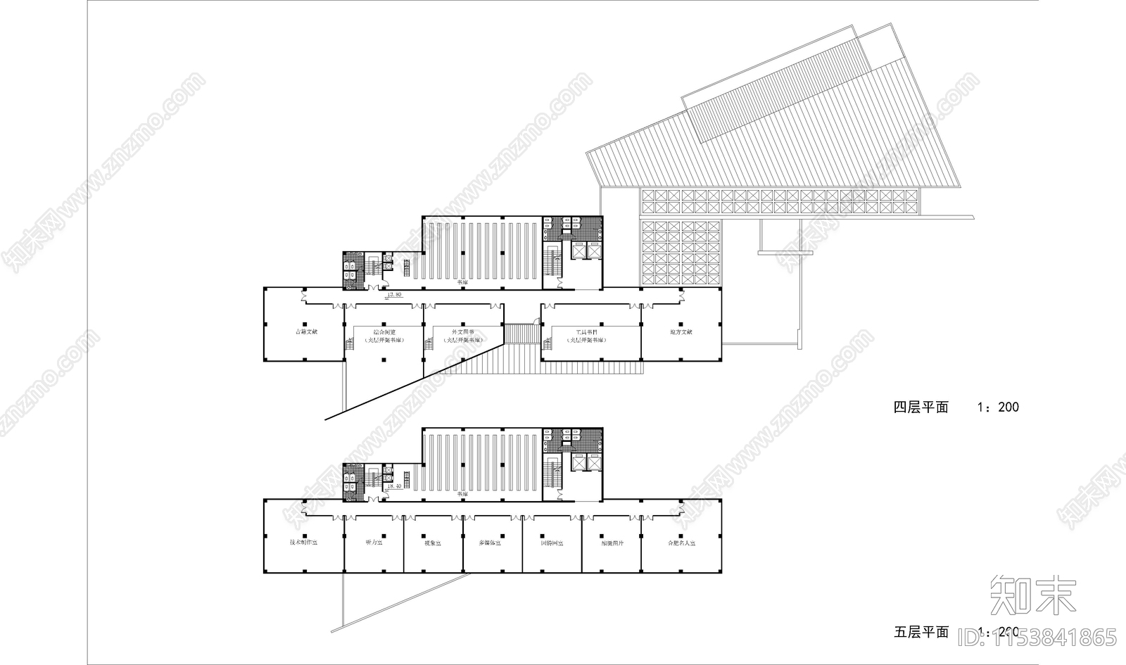 图书馆建筑cad施工图下载【ID:1153841865】