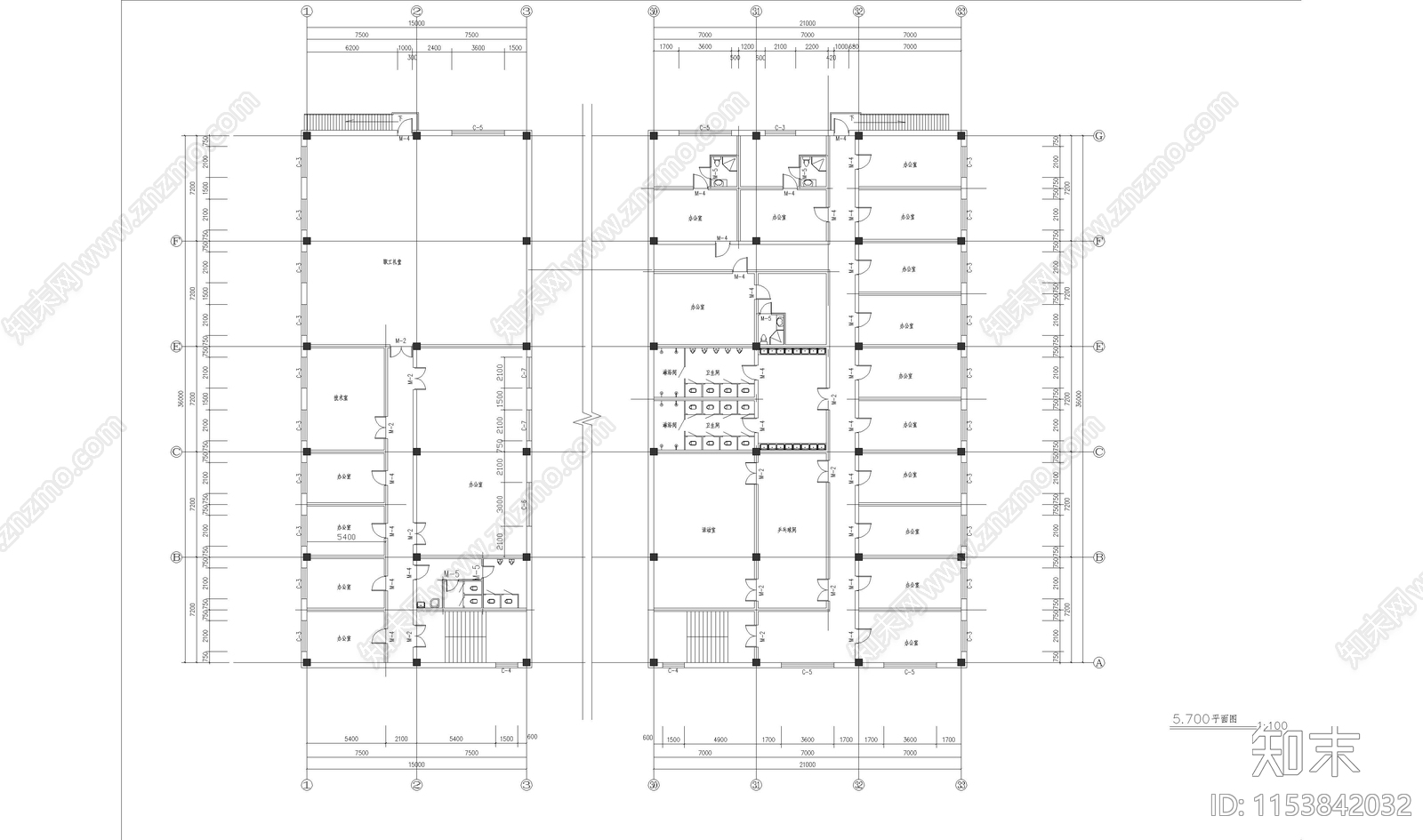 厂房办公楼建筑cad施工图下载【ID:1153842032】