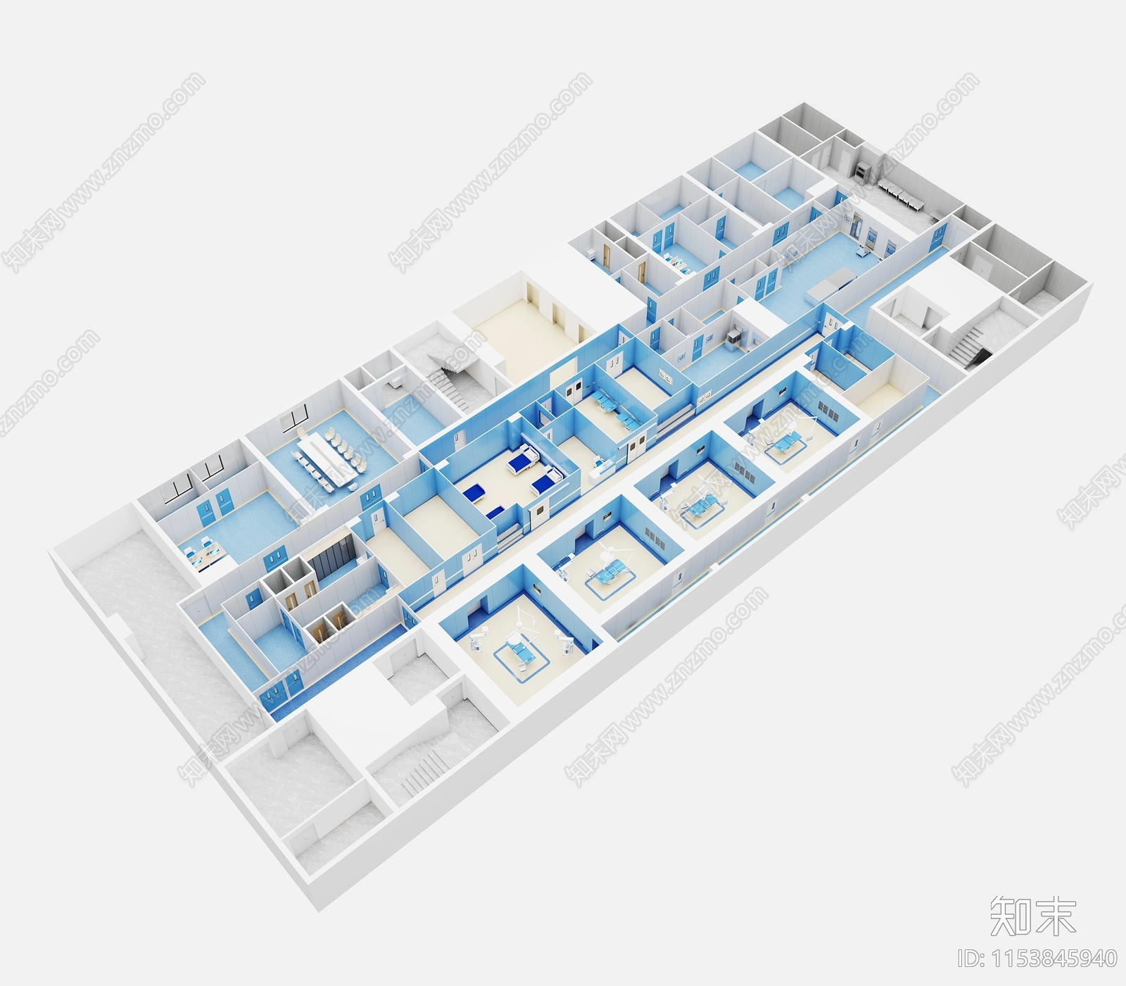 现代医院手术室鸟瞰图3D模型下载【ID:1153845940】