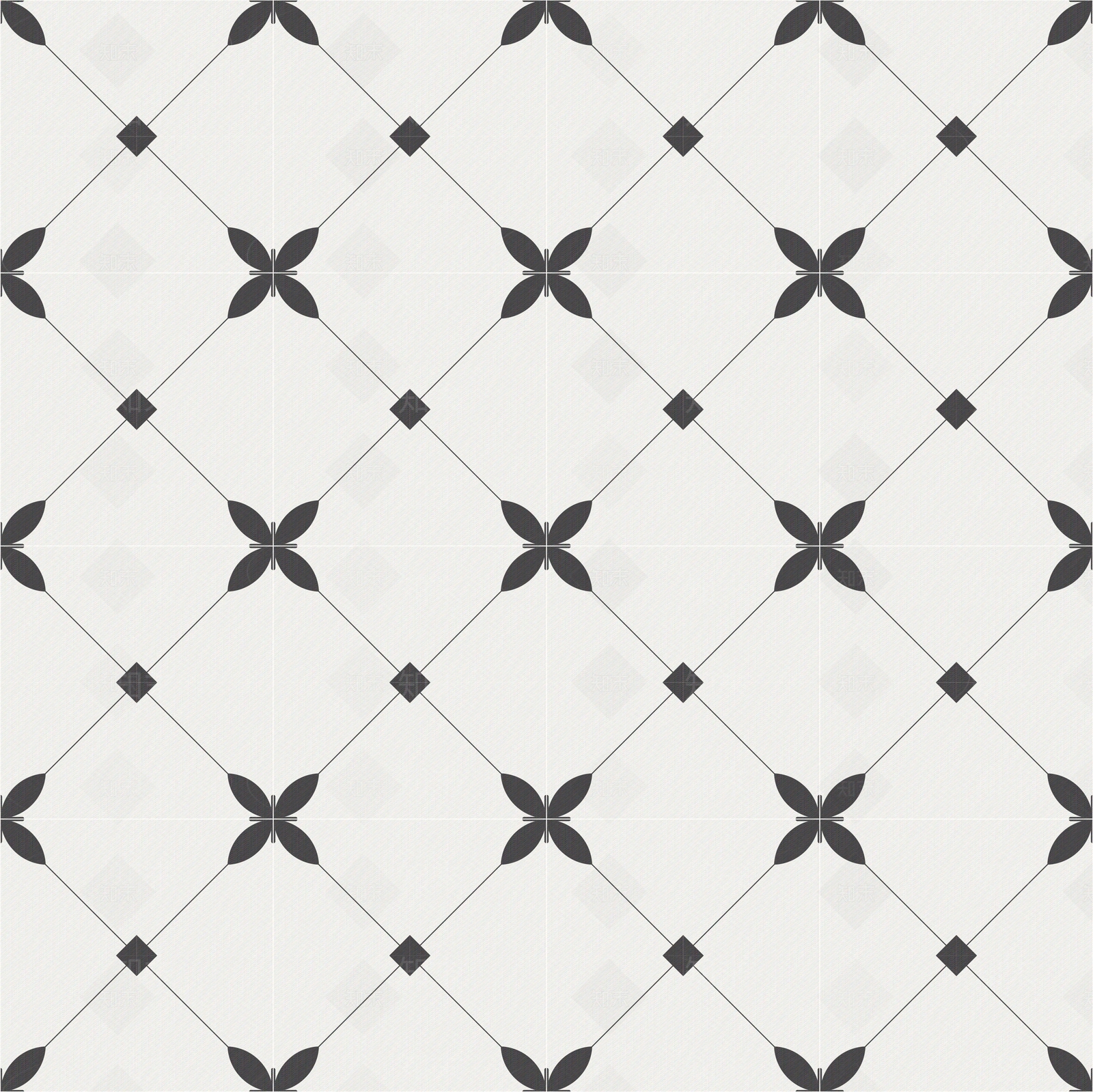 无缝黑白凹凸几何拼花瓷砖贴图下载【ID:1153846658】