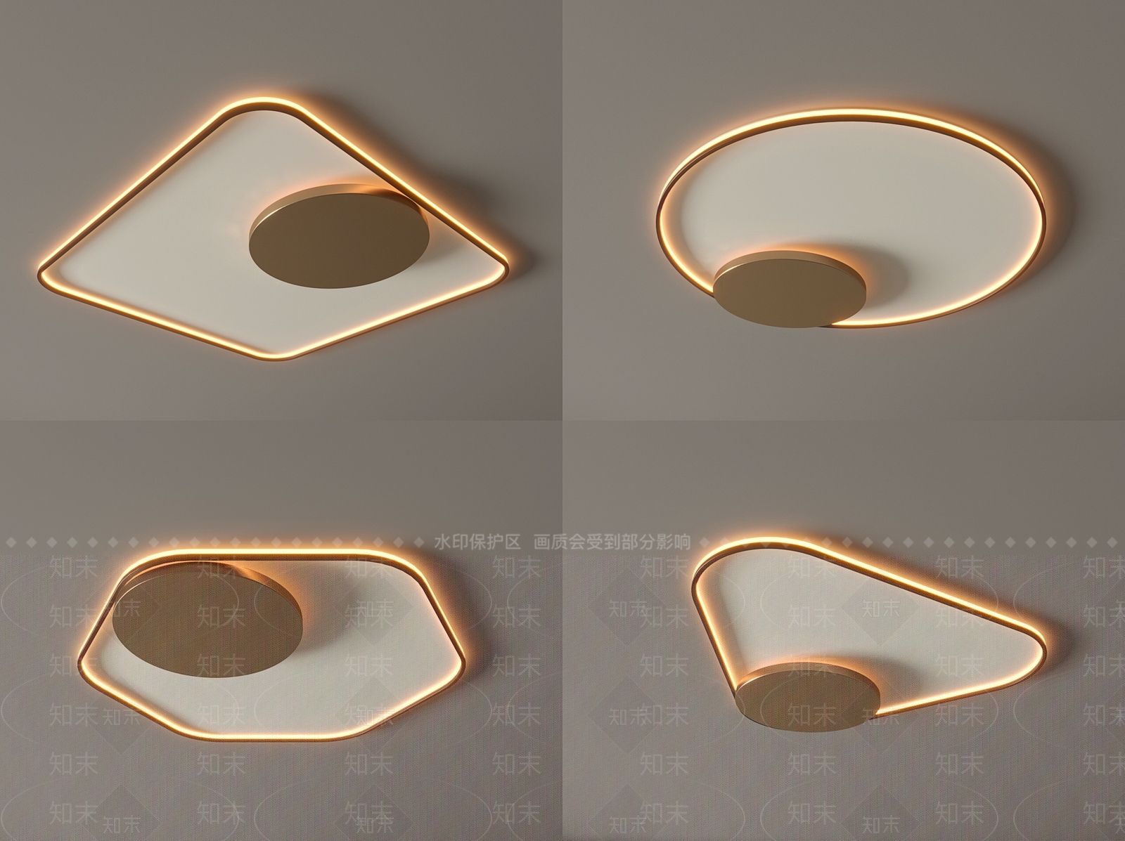 现代吸顶灯3D模型下载【ID:1153847230】