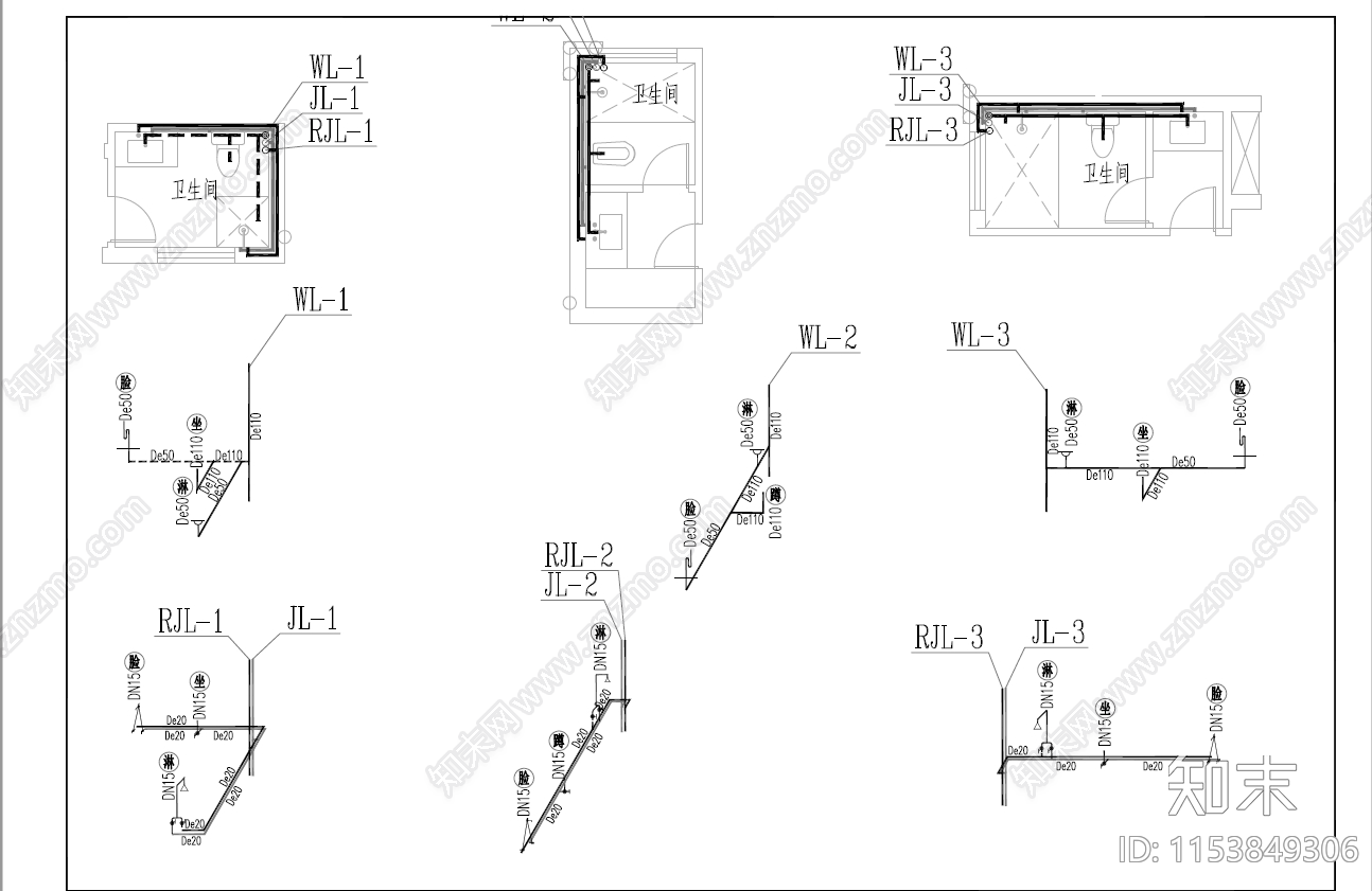 现代欧式三层别墅建筑cad施工图下载【ID:1153849306】