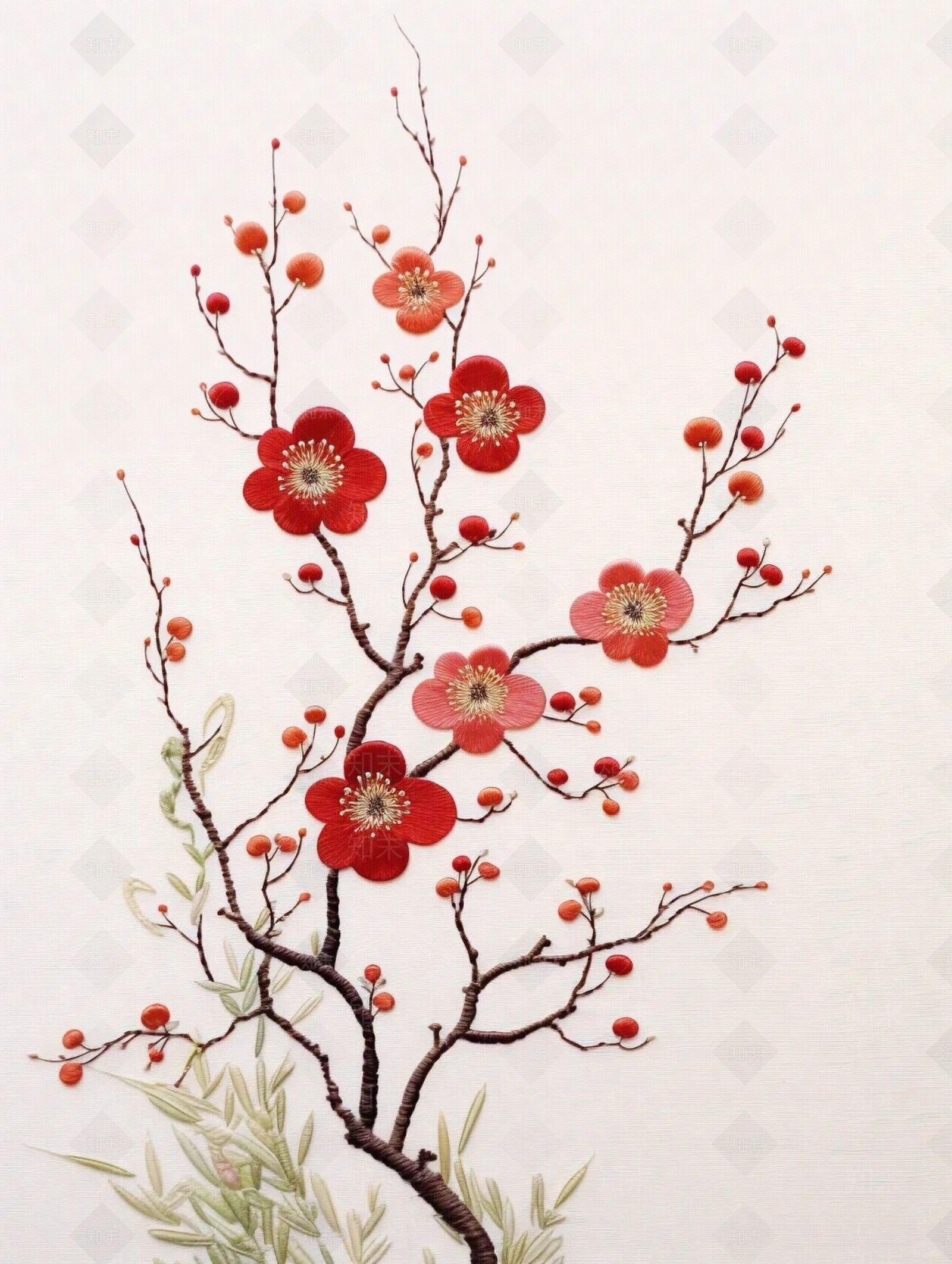 梅花刺绣花纹布贴图下载【ID:1153851785】