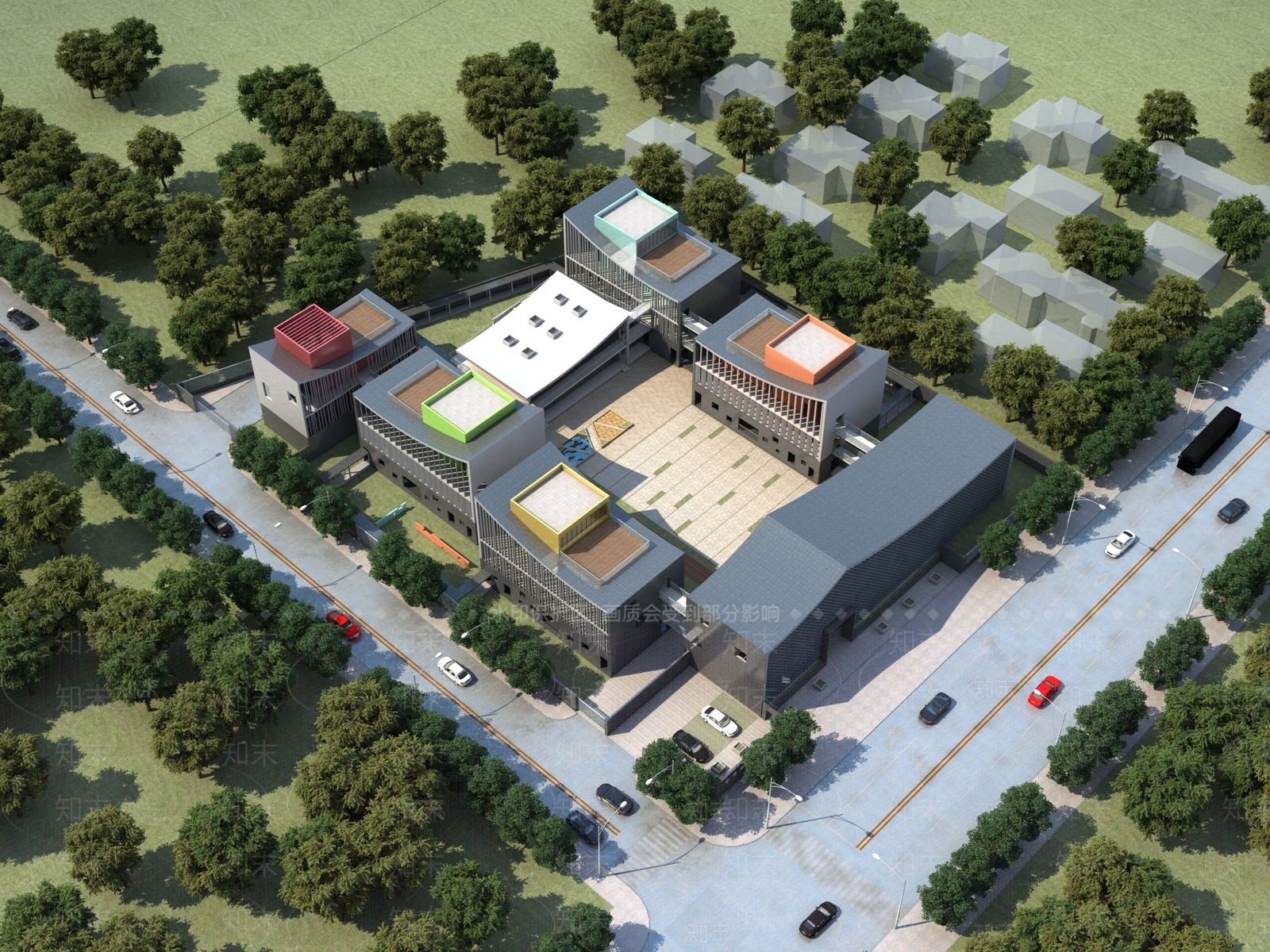 现代文体建筑外观3D模型下载【ID:1153853490】