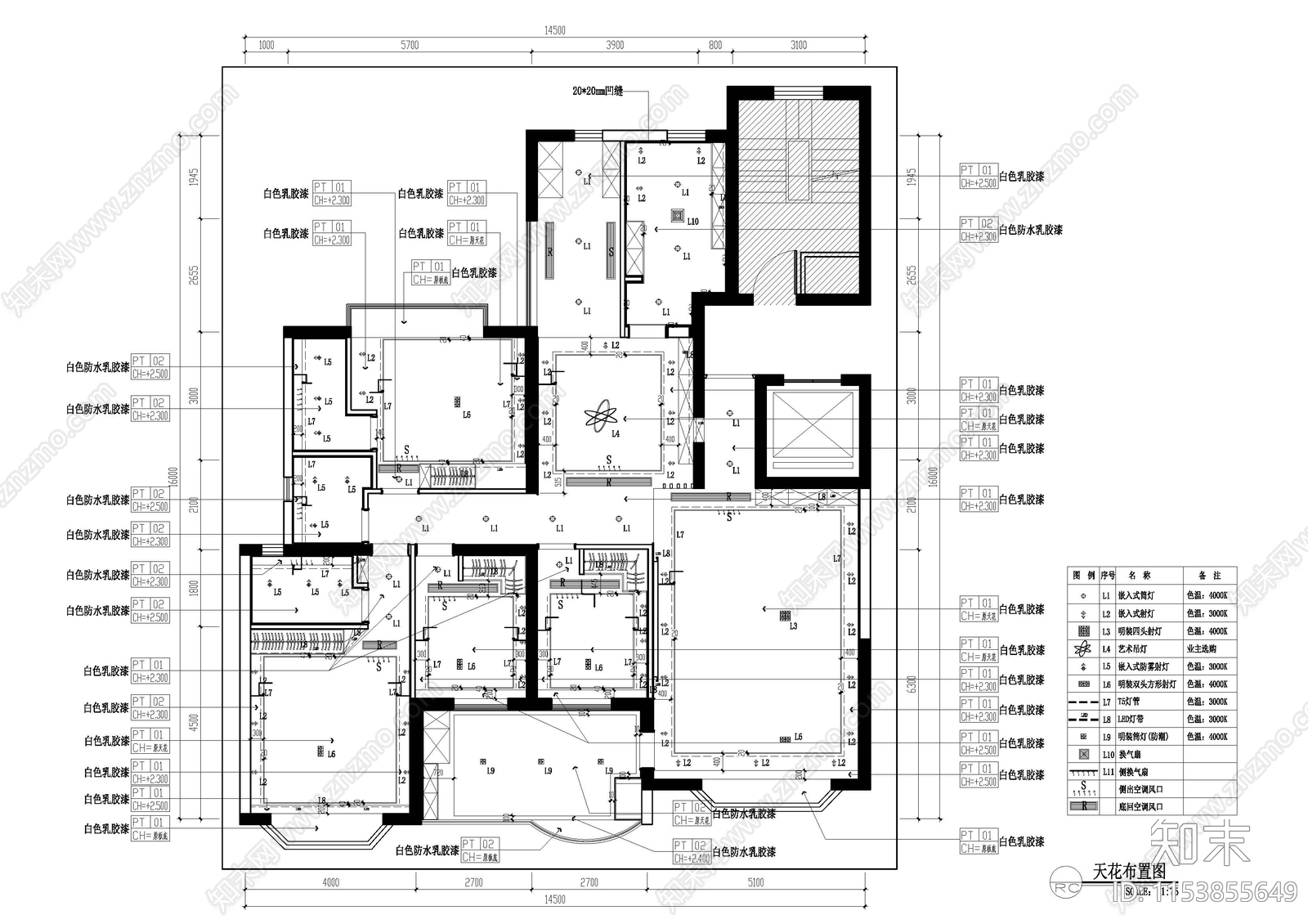 东方玫瑰平层室内cad施工图下载【ID:1153855649】