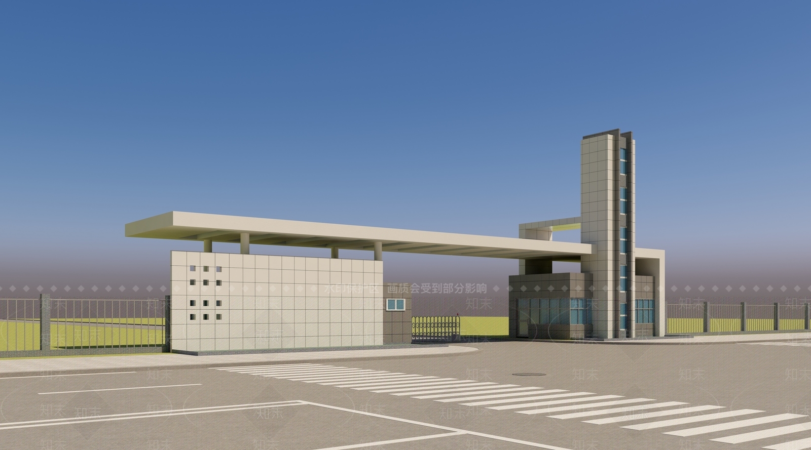现代厂区入口3D模型下载【ID:1153855169】