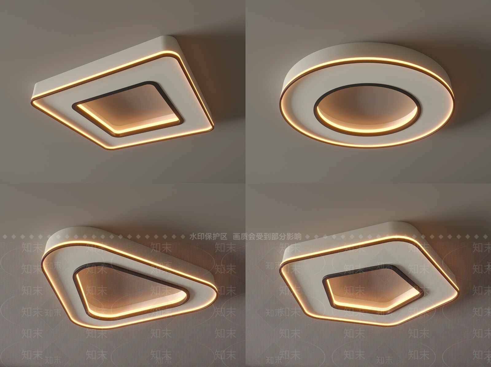 现代吸顶灯3D模型下载【ID:1153857301】