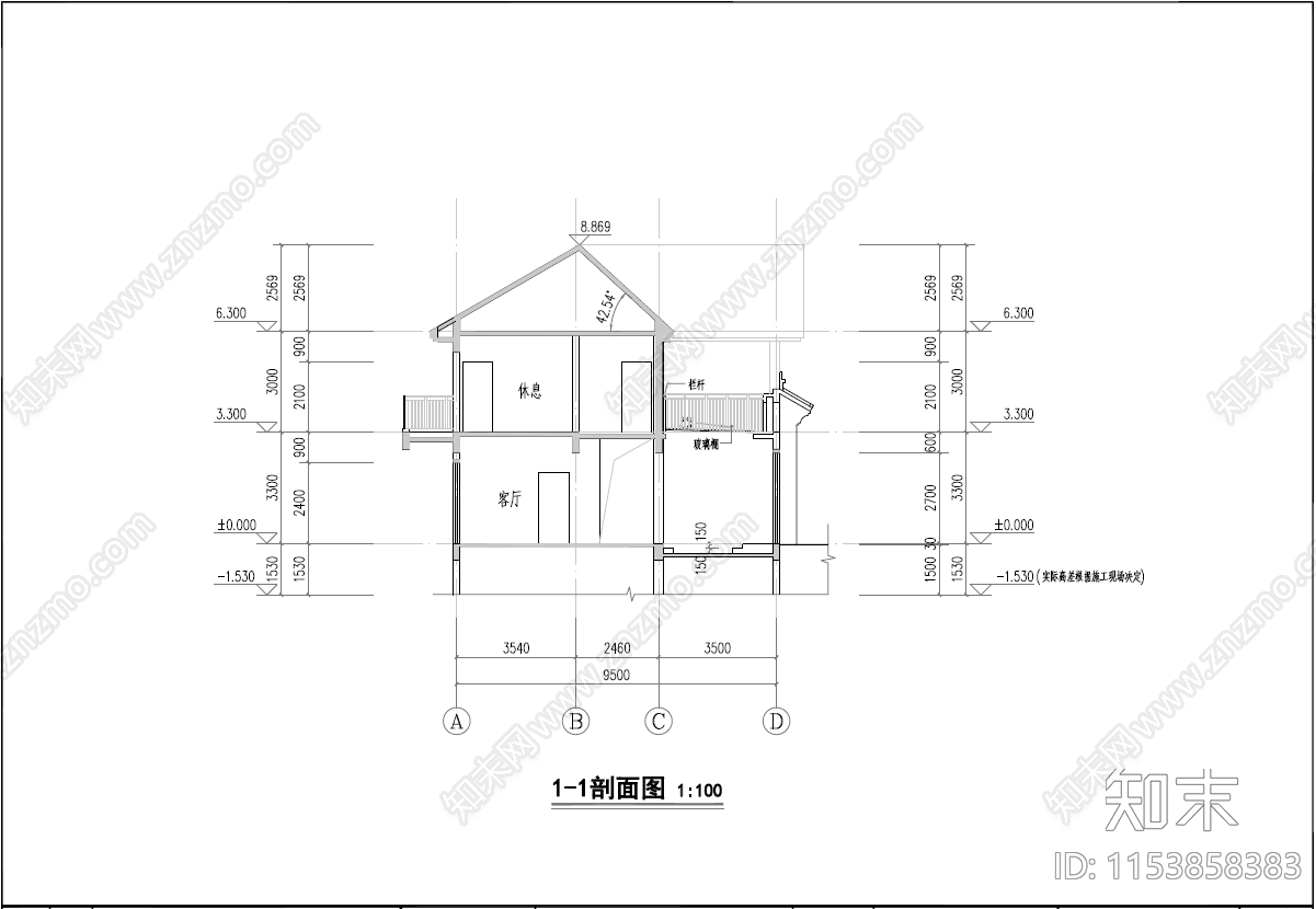 中式农村自建房建筑施工图下载【ID:1153858383】