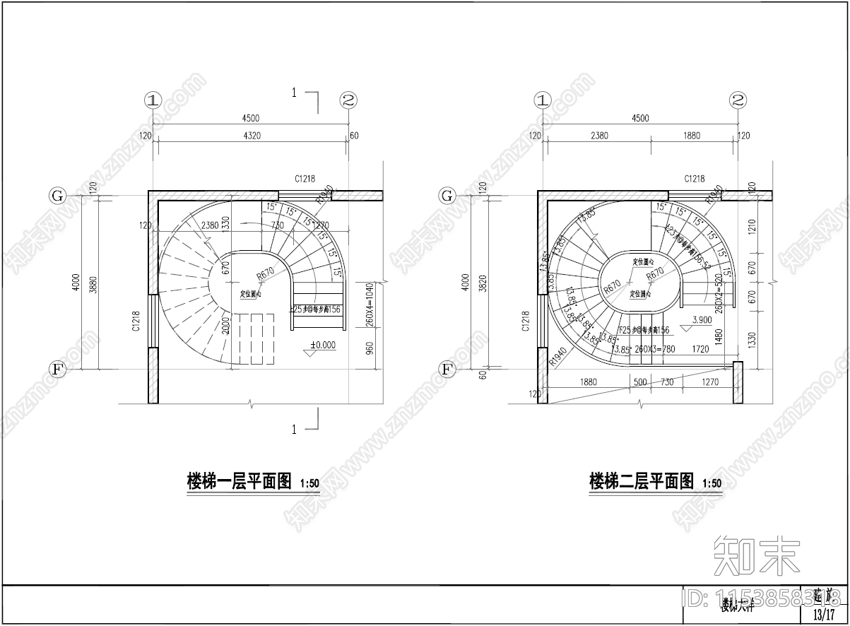 简欧风格三层自建房建筑cad施工图下载【ID:1153858318】