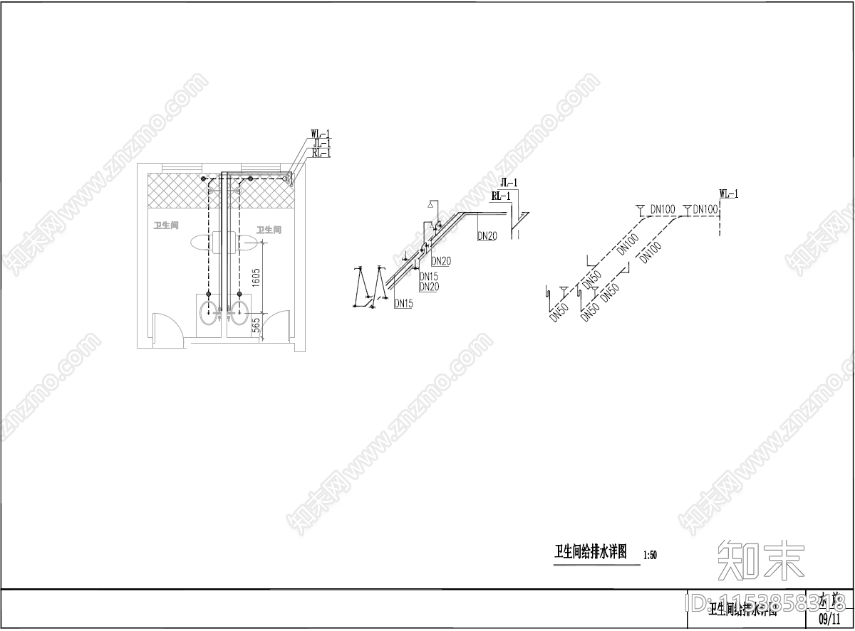 简欧风格三层自建房建筑cad施工图下载【ID:1153858318】