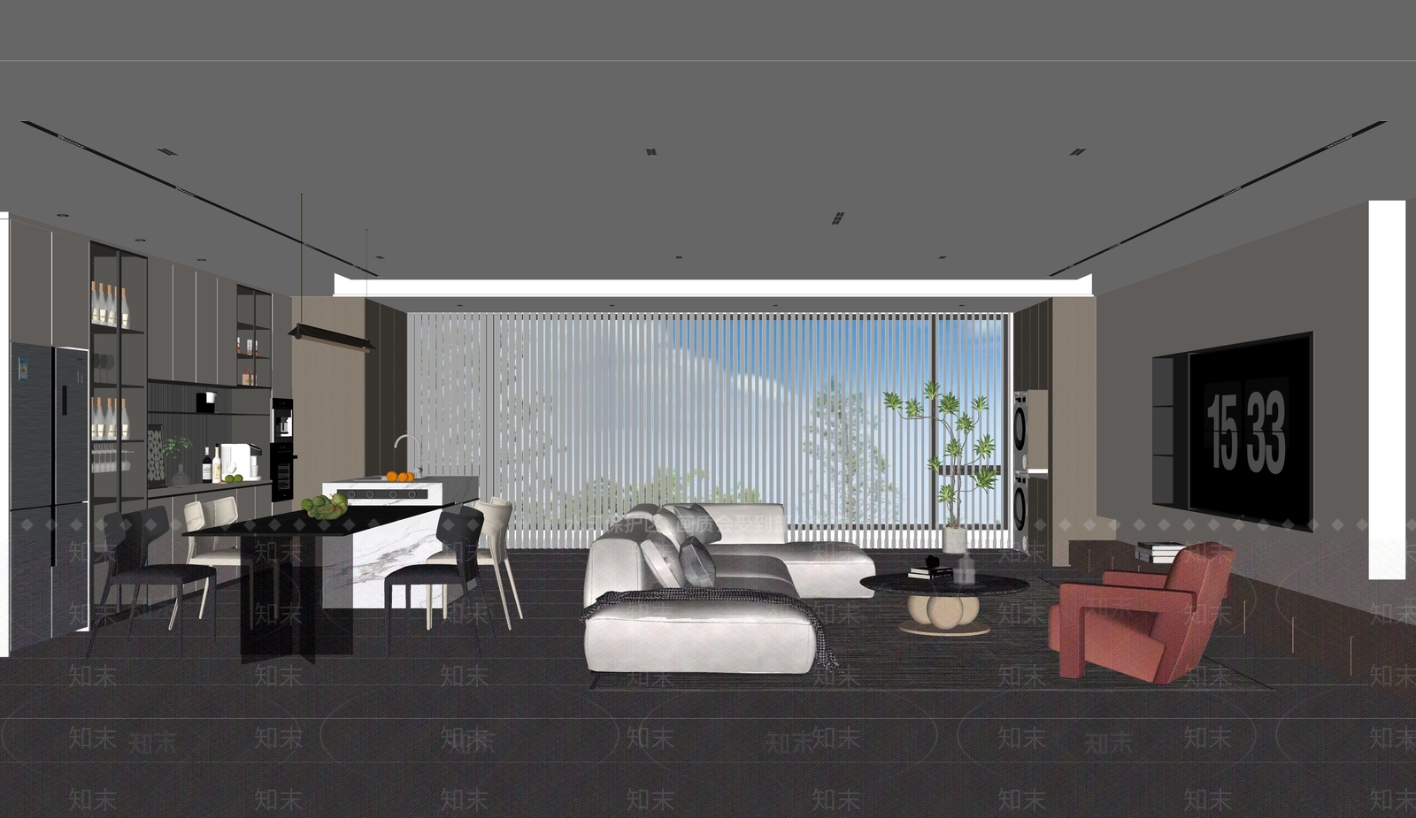 岛台餐桌岛台SU模型下载【ID:1227450553】