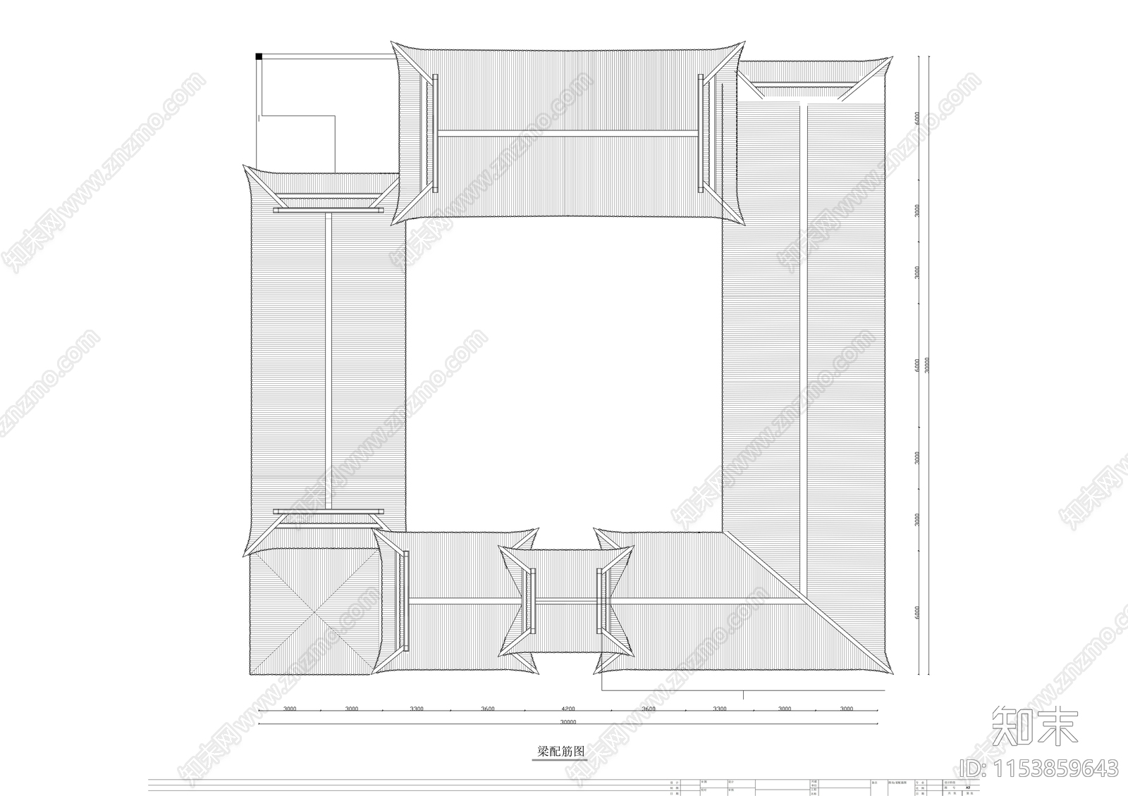 仿古四合院建筑cad施工图下载【ID:1153859643】