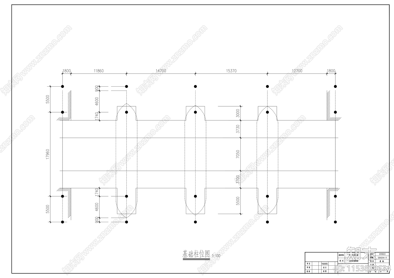 仿古廊桥建筑cad施工图下载【ID:1153859634】