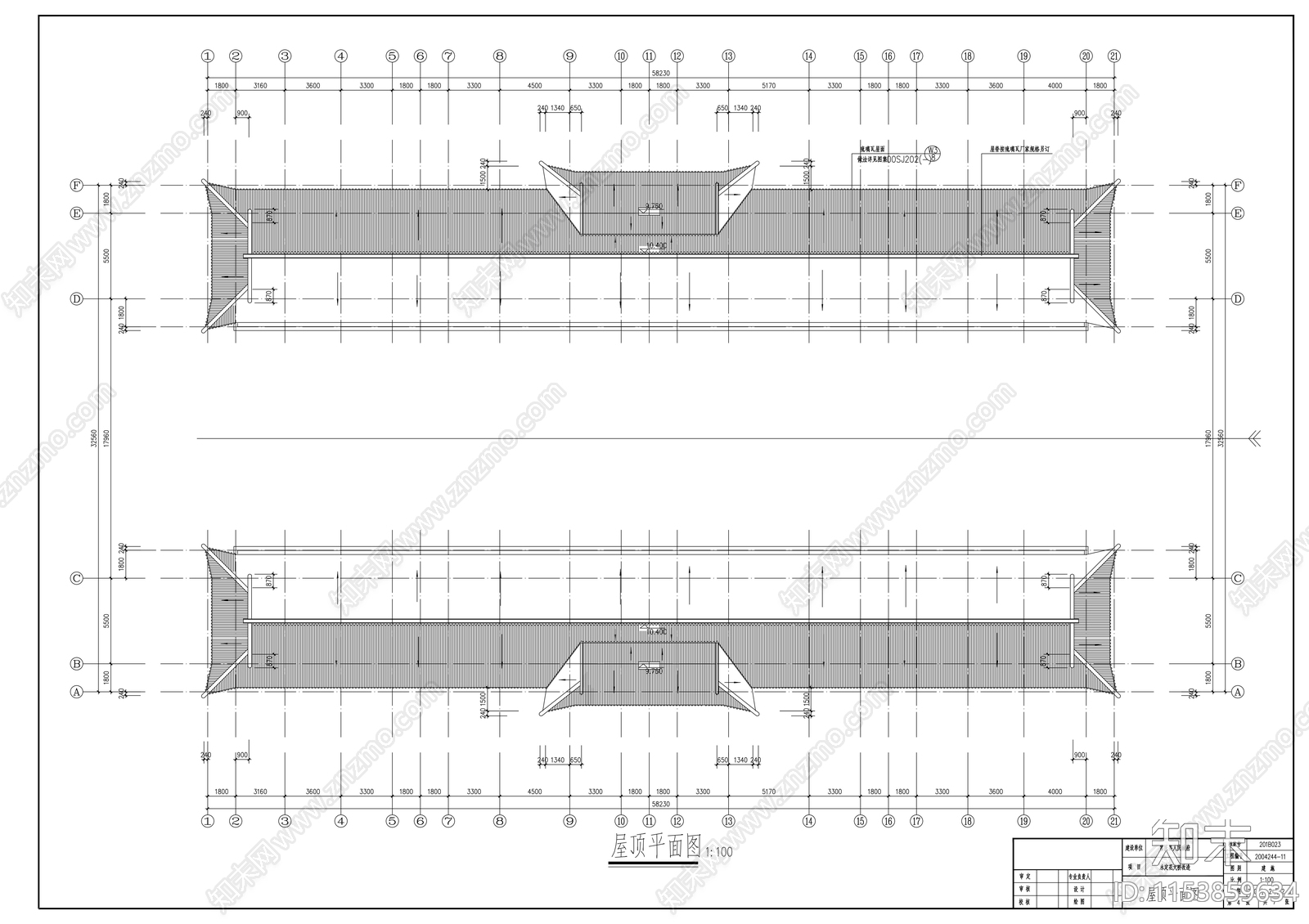 仿古廊桥建筑cad施工图下载【ID:1153859634】