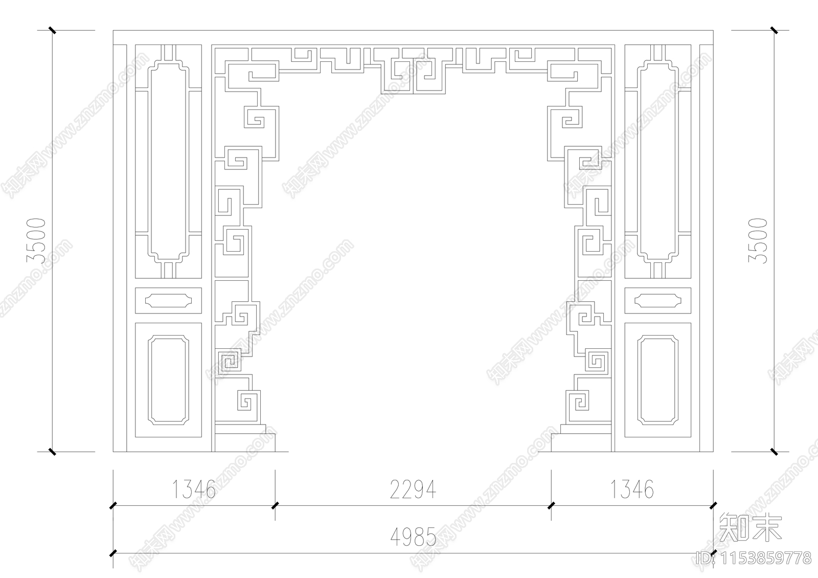 中式屏风cad施工图下载【ID:1153859778】