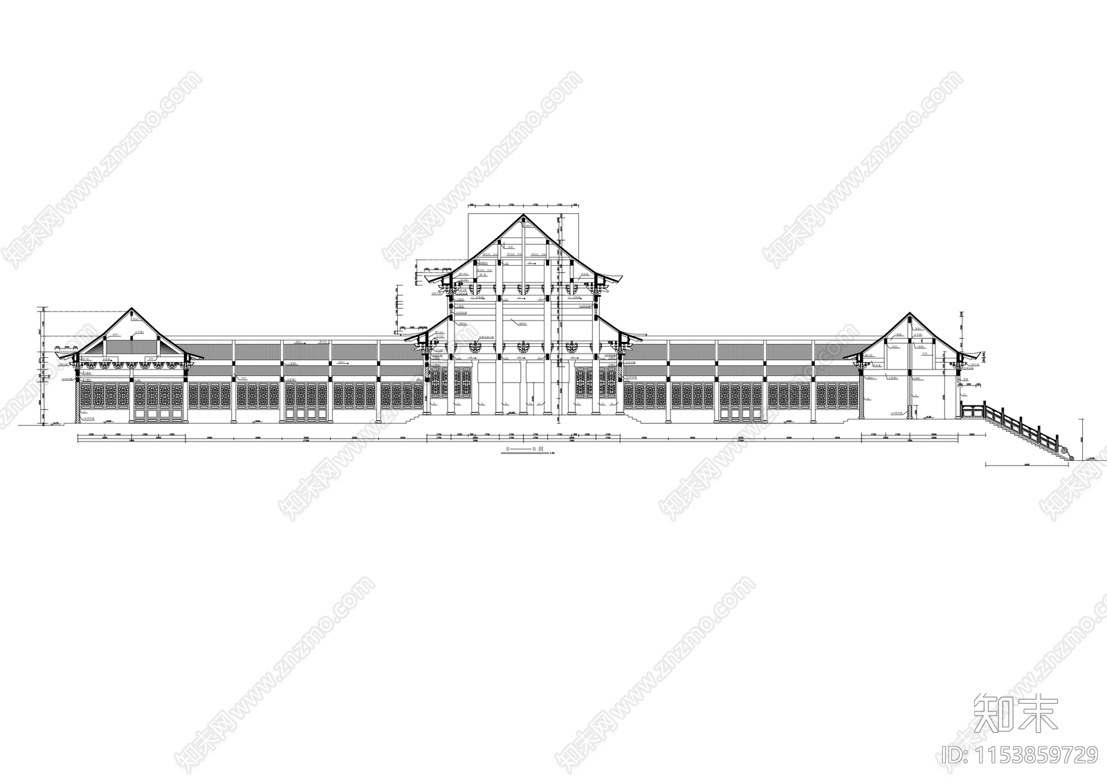 罗汉堂建筑cad施工图下载【ID:1153859729】