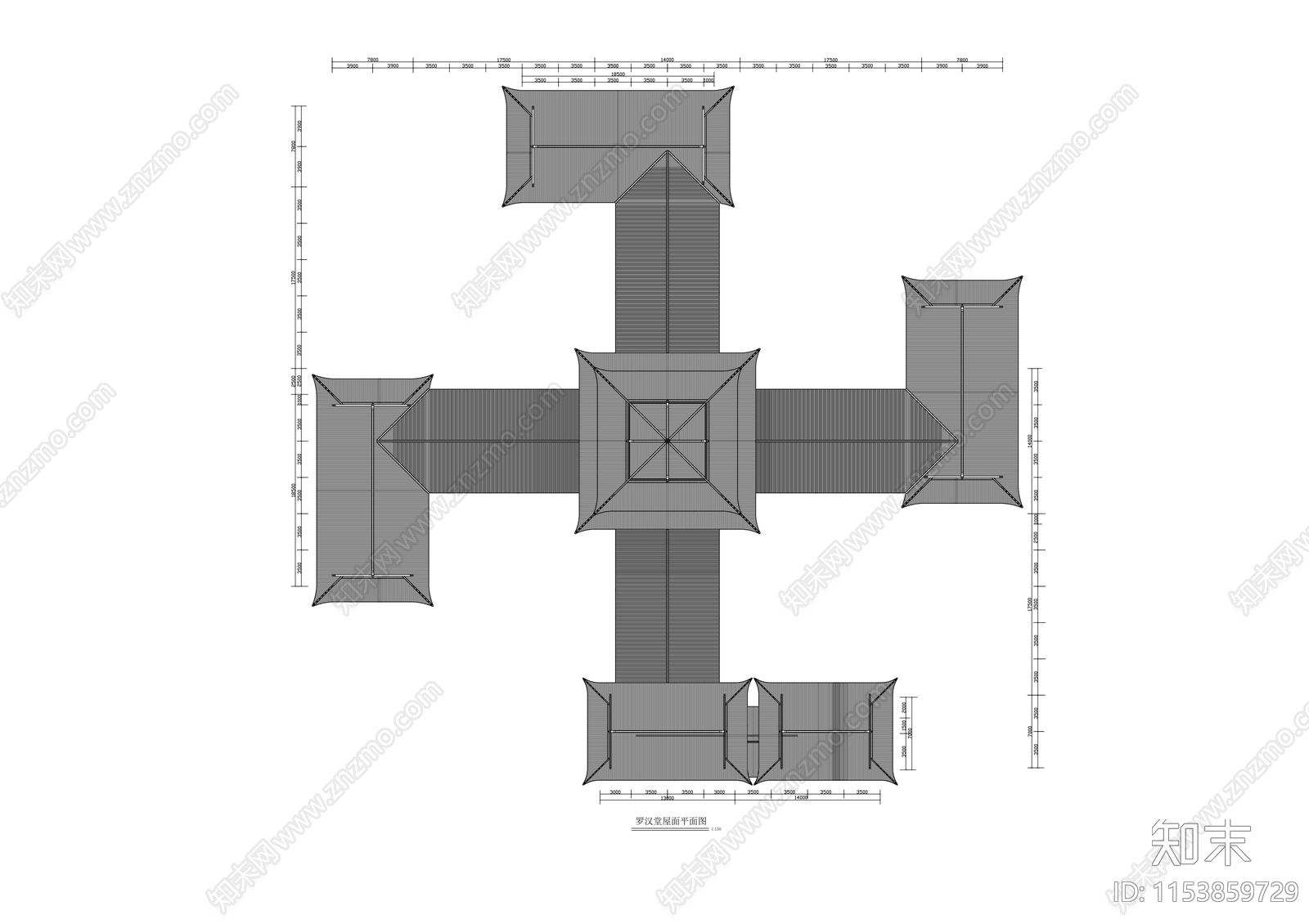 罗汉堂建筑cad施工图下载【ID:1153859729】