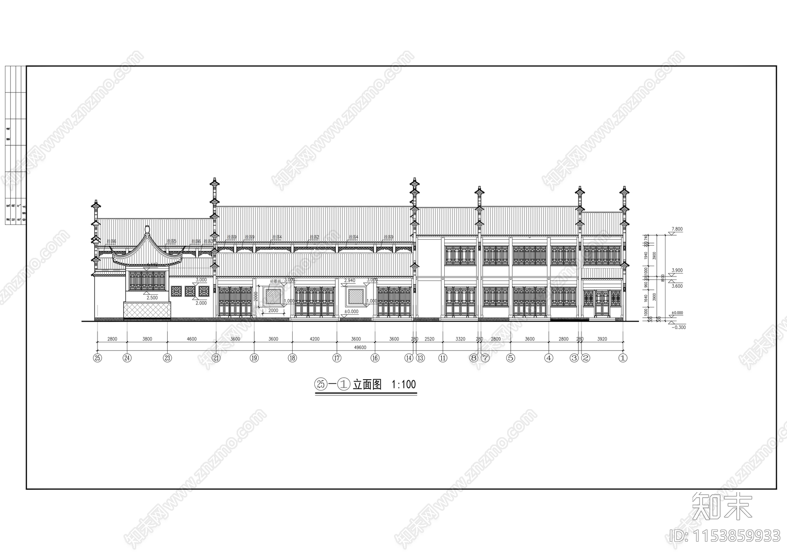 苏派仿古大院建筑cad施工图下载【ID:1153859933】