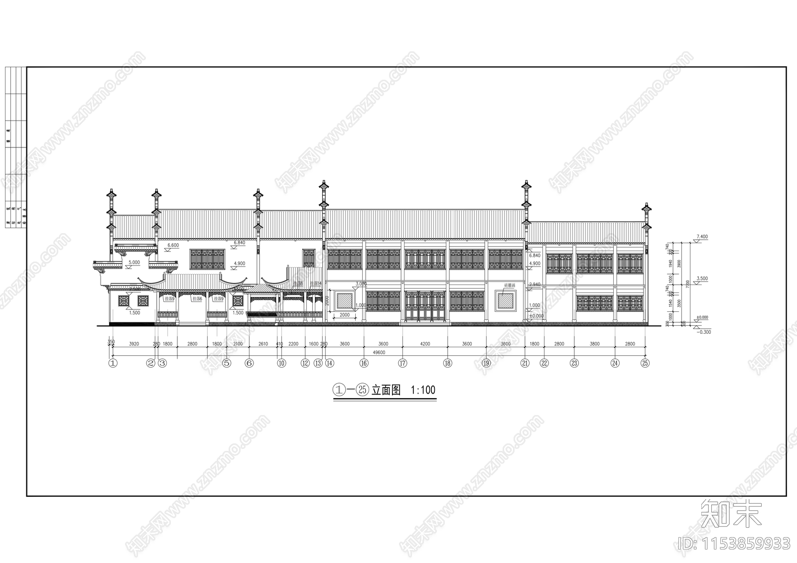 苏派仿古大院建筑cad施工图下载【ID:1153859933】