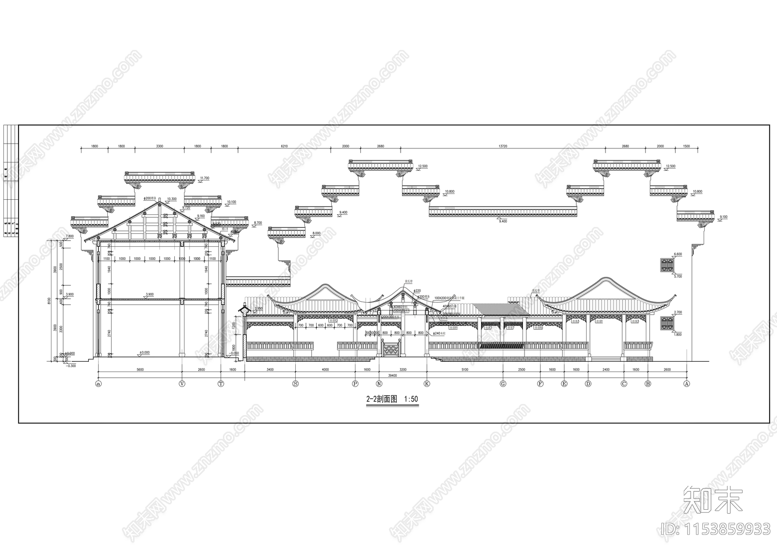 苏派仿古大院建筑cad施工图下载【ID:1153859933】