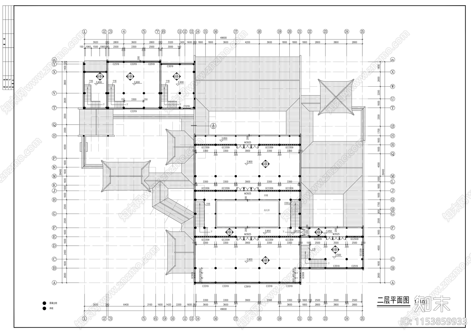 苏派仿古大院建筑cad施工图下载【ID:1153859933】