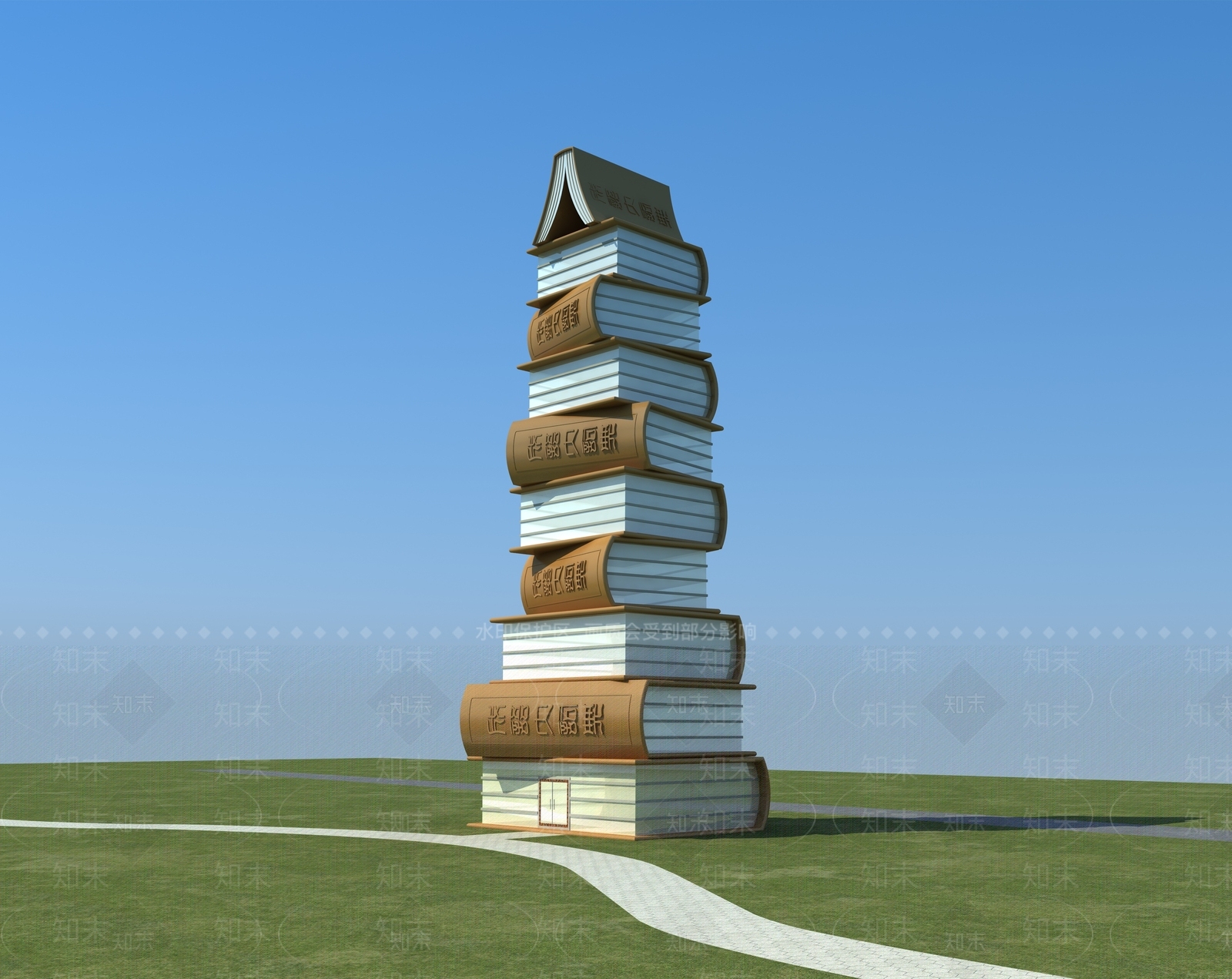 现代书塔雕塑小品3D模型下载【ID:1153860181】