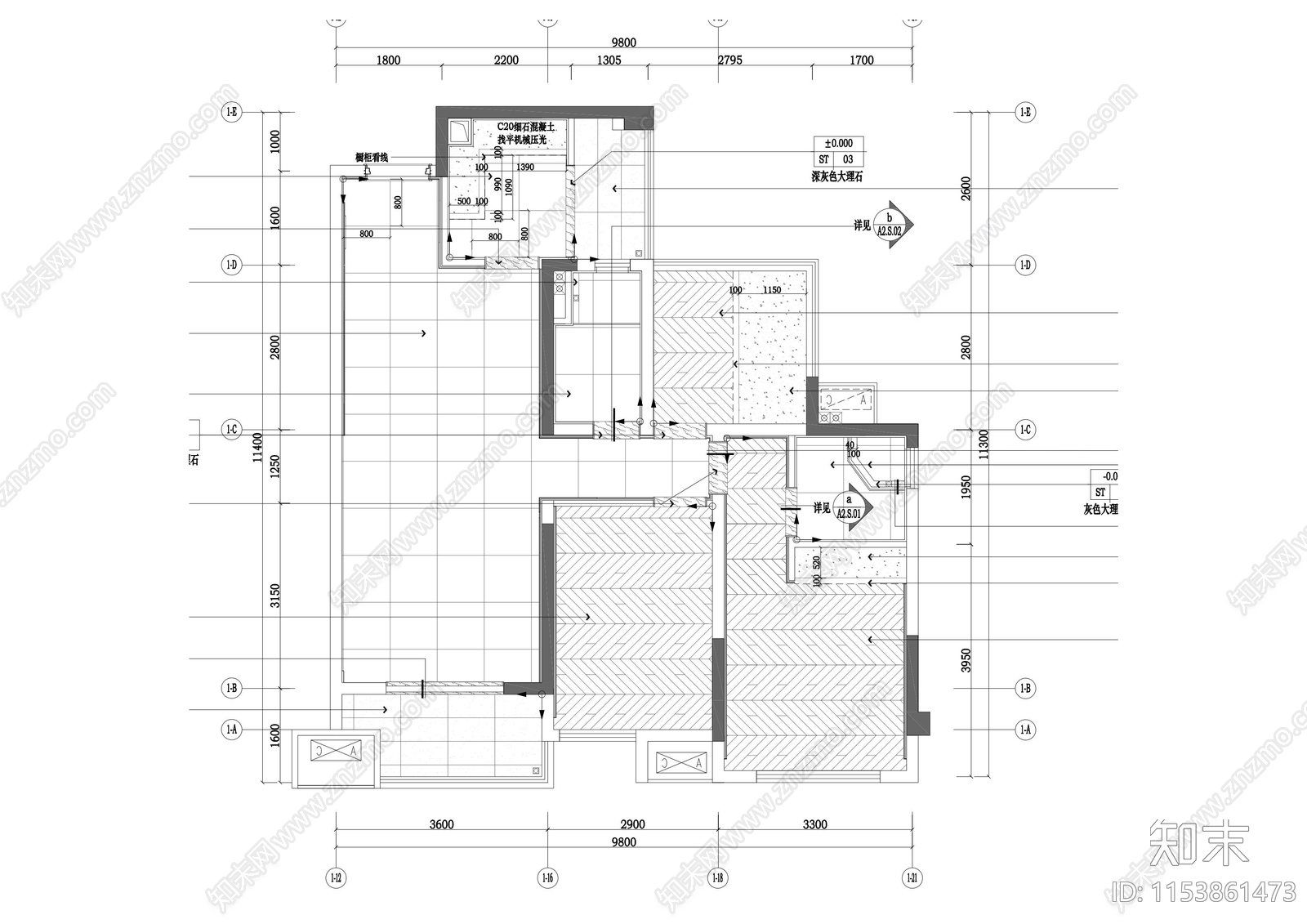 广西贵港大唐世家平层室内cad施工图下载【ID:1153861473】