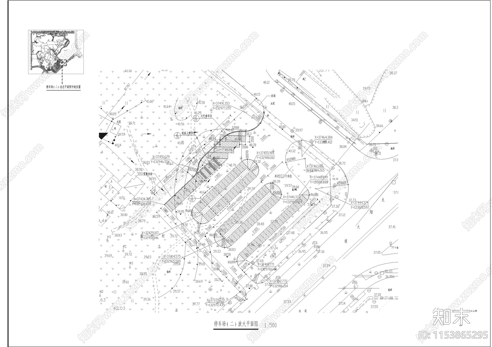 户外停车场景观cad施工图下载【ID:1153865295】