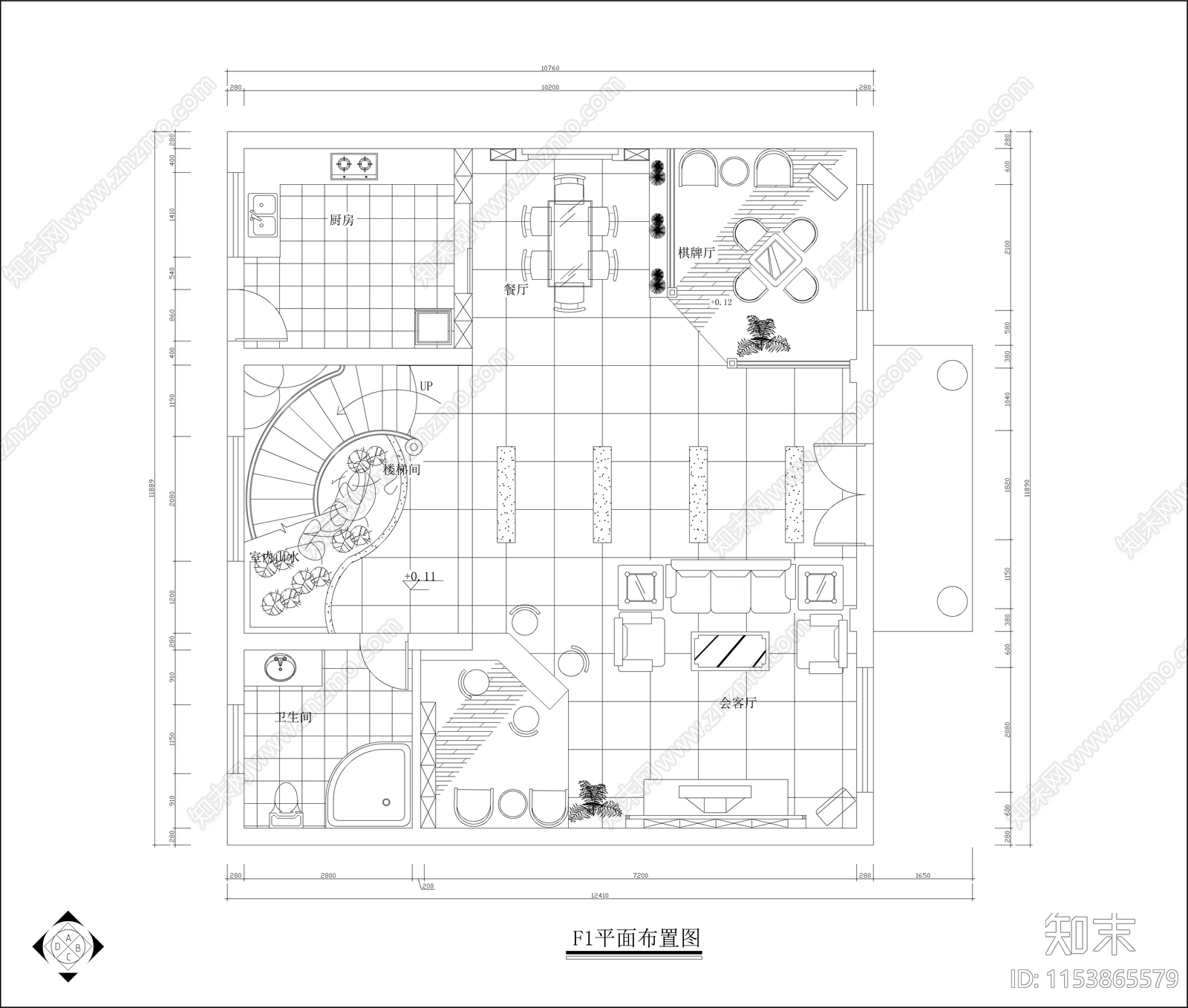 别墅室内cad施工图下载【ID:1153865579】