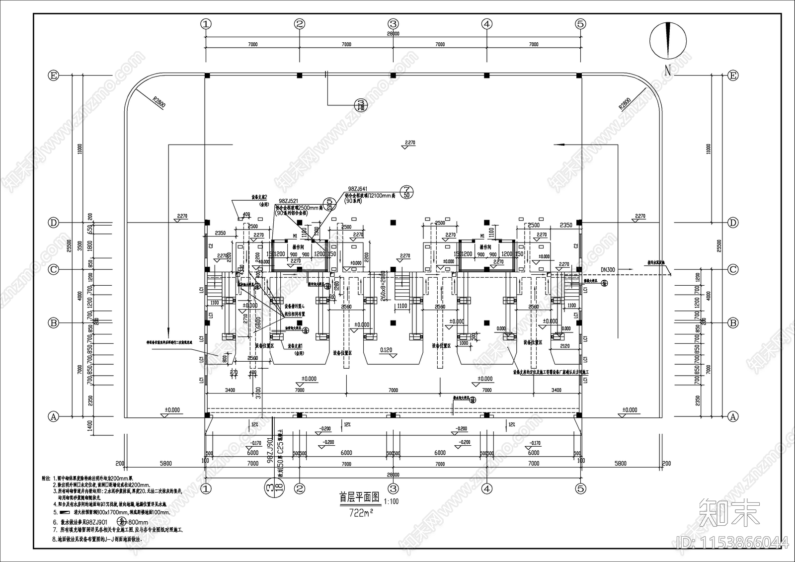 垃圾处理站建筑cad施工图下载【ID:1153866044】